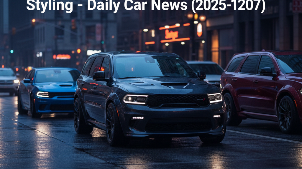 Editorial, photo-realistic HERO for an automotive daily news article titled "Dodge Durango Transforms with Charger Styling – Daily Car News (2025-12-0