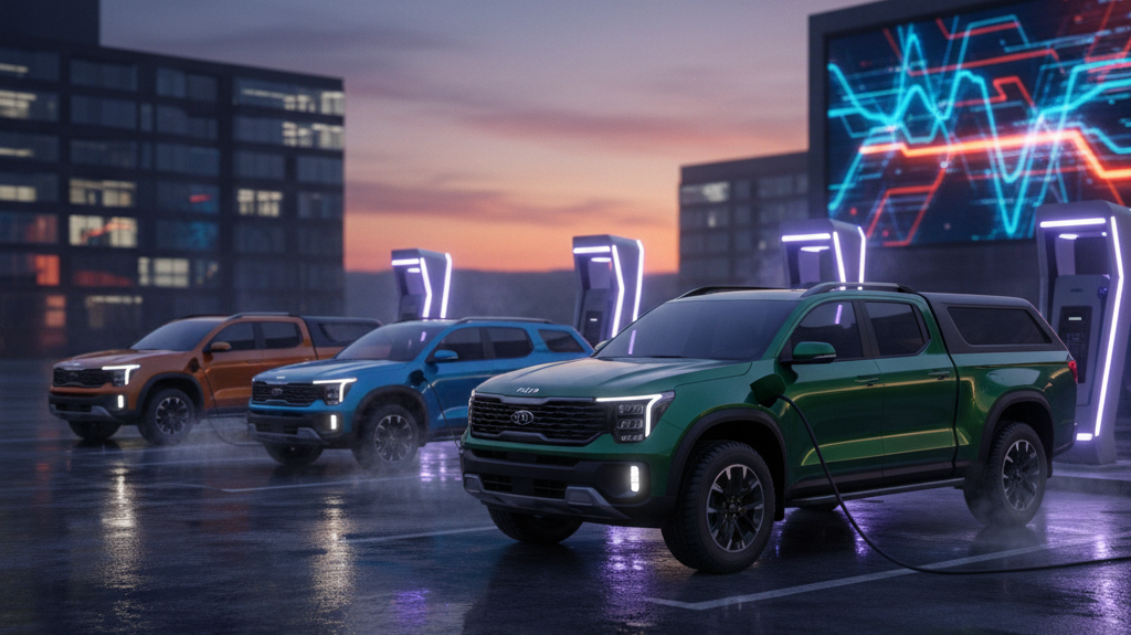 Editorial, photo-realistic HERO for an automotive daily news article titled "Kia Tasman PHEV Set to Fast-Track Development Amid Demand – Daily Car New