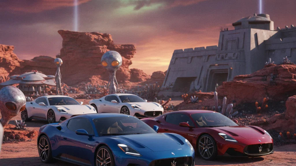 Editorial photo-realistic HERO image for automotive news (2026-06-27). Feature Maserati vehicles specifically MCPura. Scene: The Maserati MCPura parke