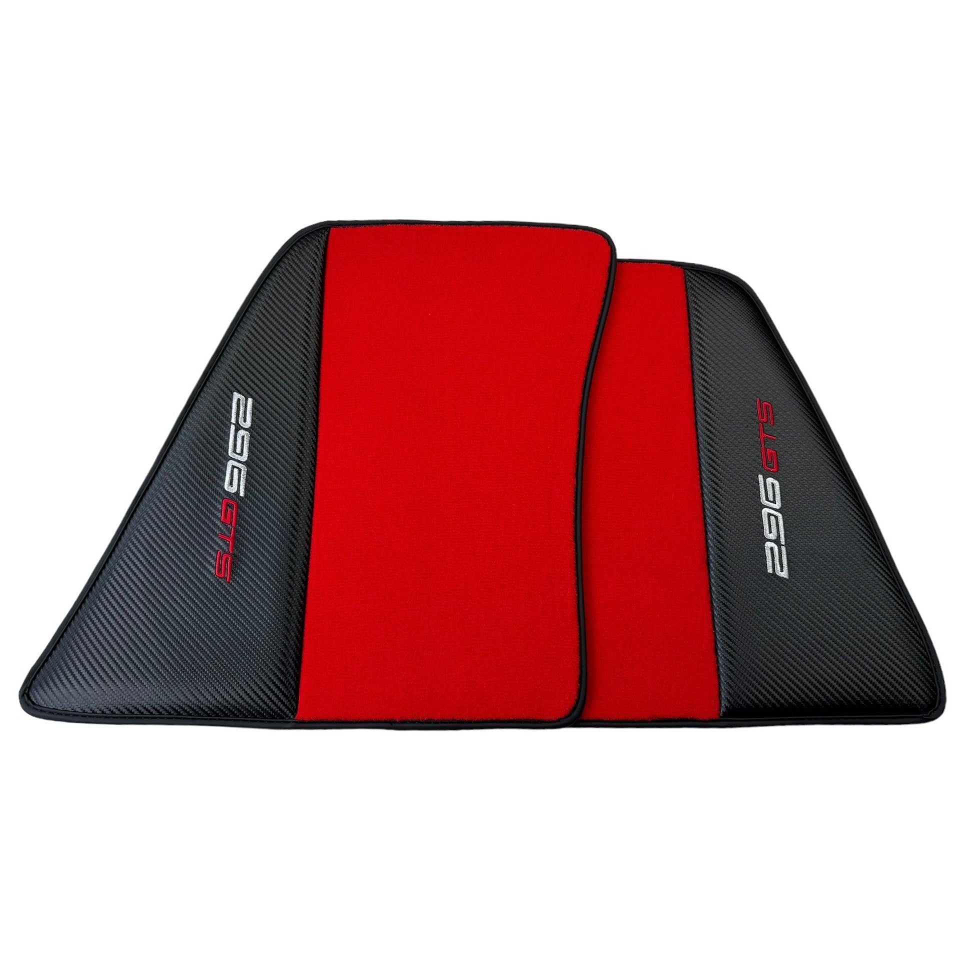 Red Floor Mats for Ferrari 296 GTS (2022-2024) with Carbon Fiber - AutoWin