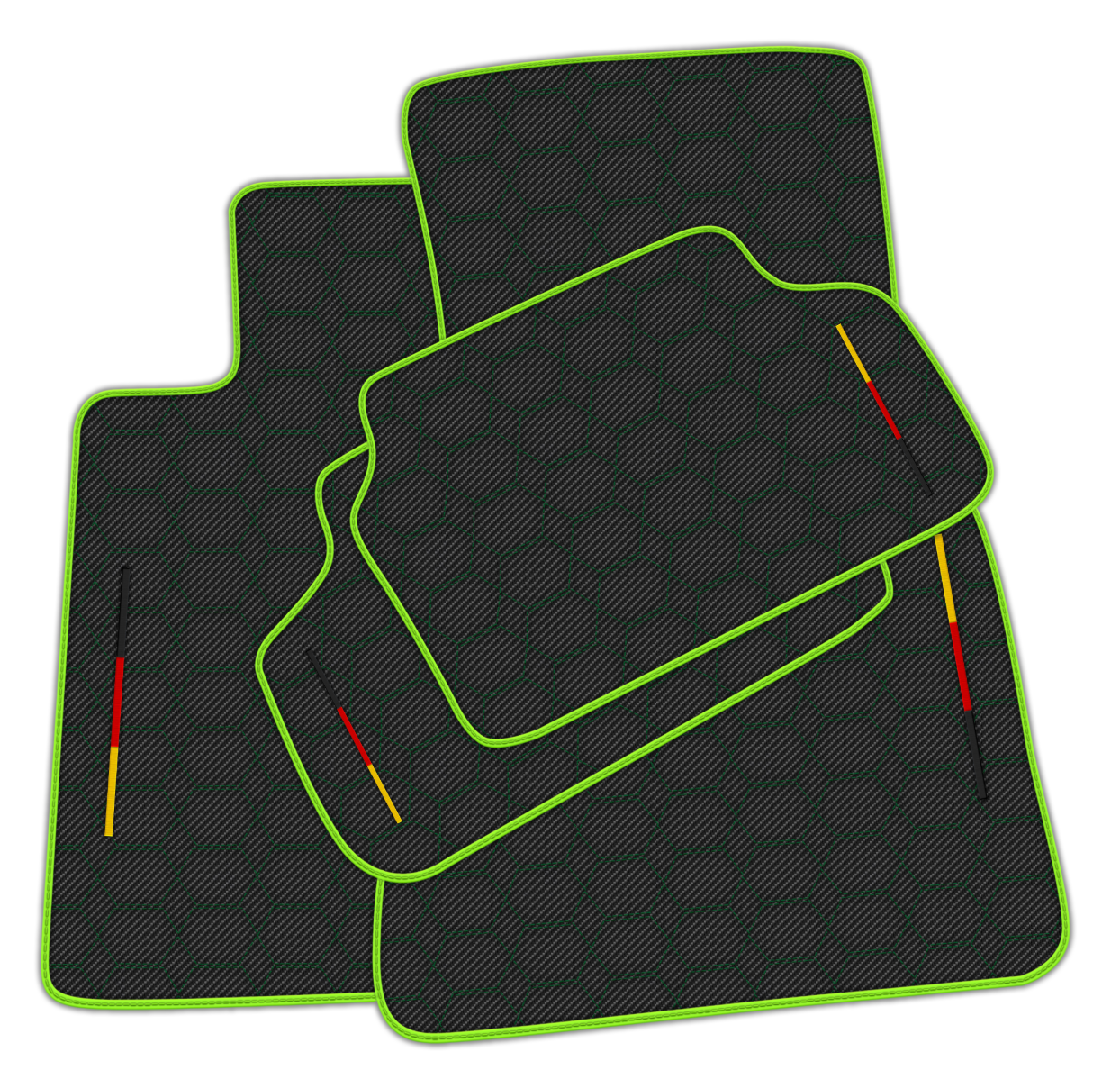 Customized Design Carbon Fiber Black Floor Mats for BMW G20 4-door Sedan (2019-2024) with Hexagon Hex Pattern