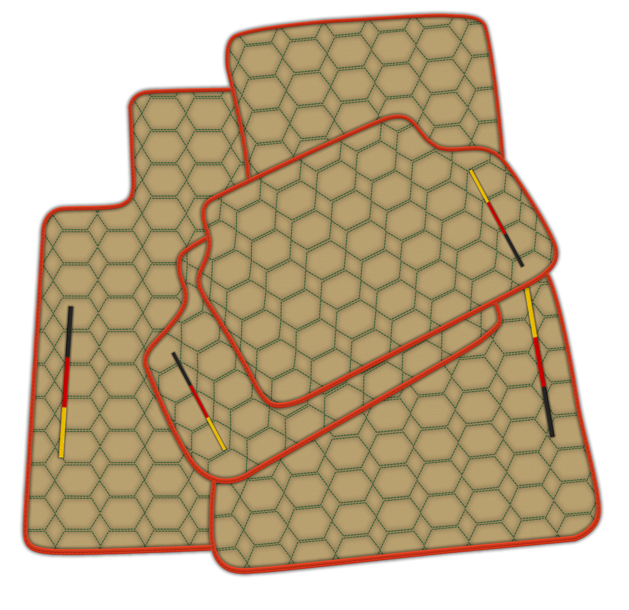 Customized Design Beige Leather Floor Mats for BMW G20 4-door Sedan (2019-2024) with Hexagon Hex Pattern