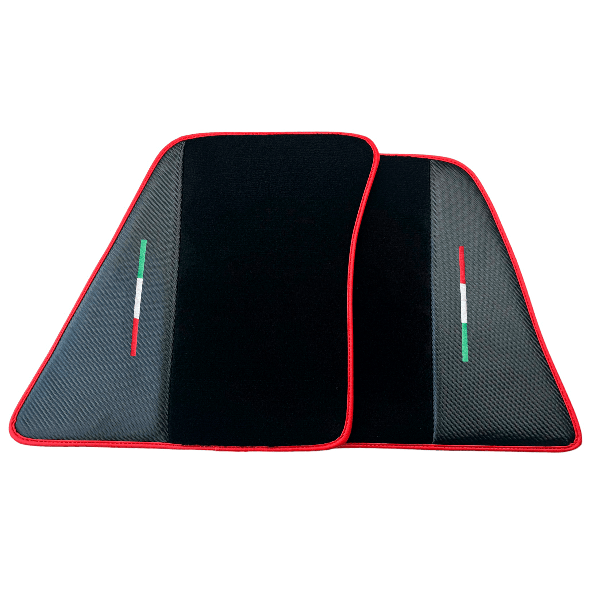 Black Floor Mats for Ferrari 296 GTB (2022-2024) with Carbon Fiber | Red Trim - AutoWin