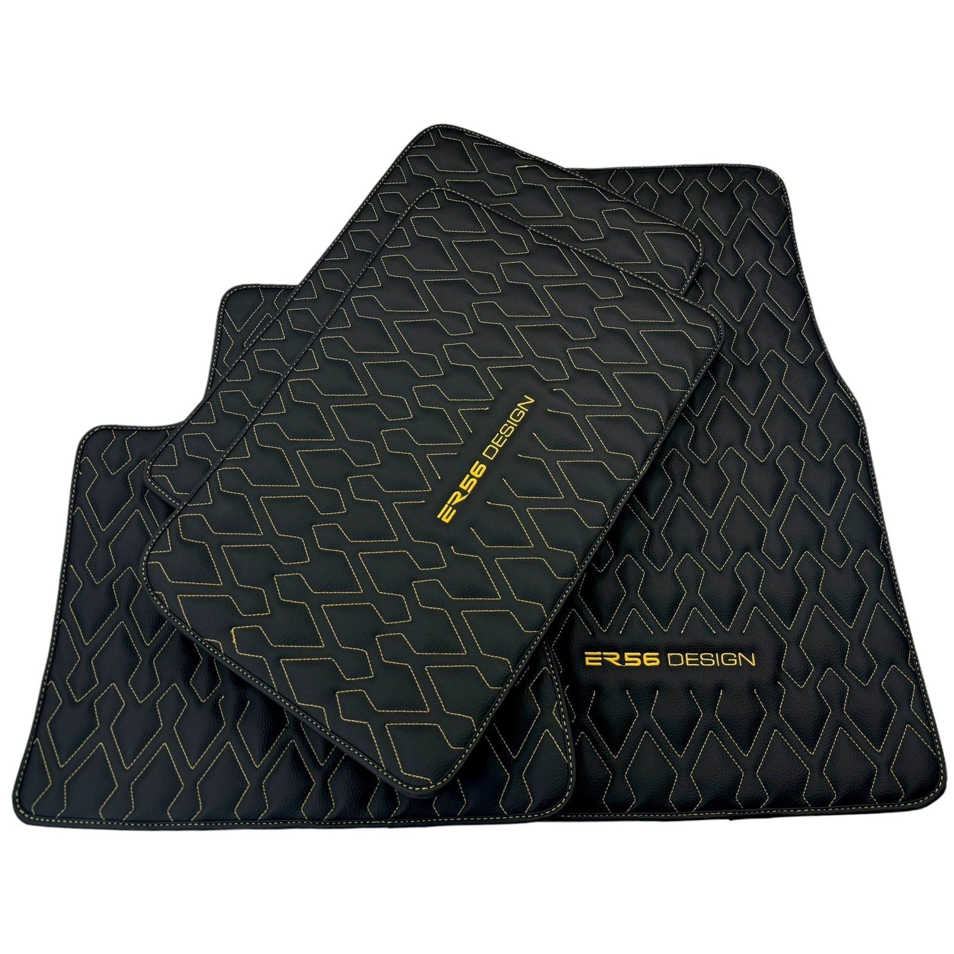 Black Leather Floor Mats for Rolls-Royce Phantom VIII (2017-2024) ER56 Design - AutoWin