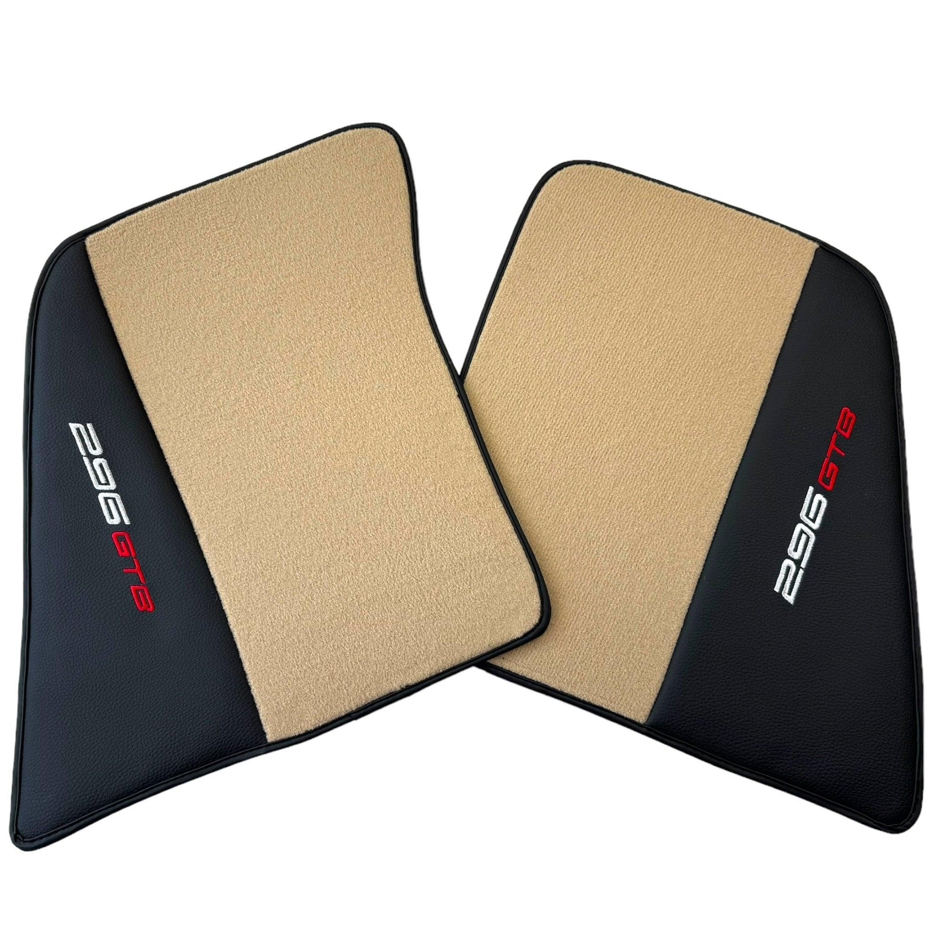Beige Floor Mats for Ferrari 296 GTB (2022-2024) with Leather - AutoWin