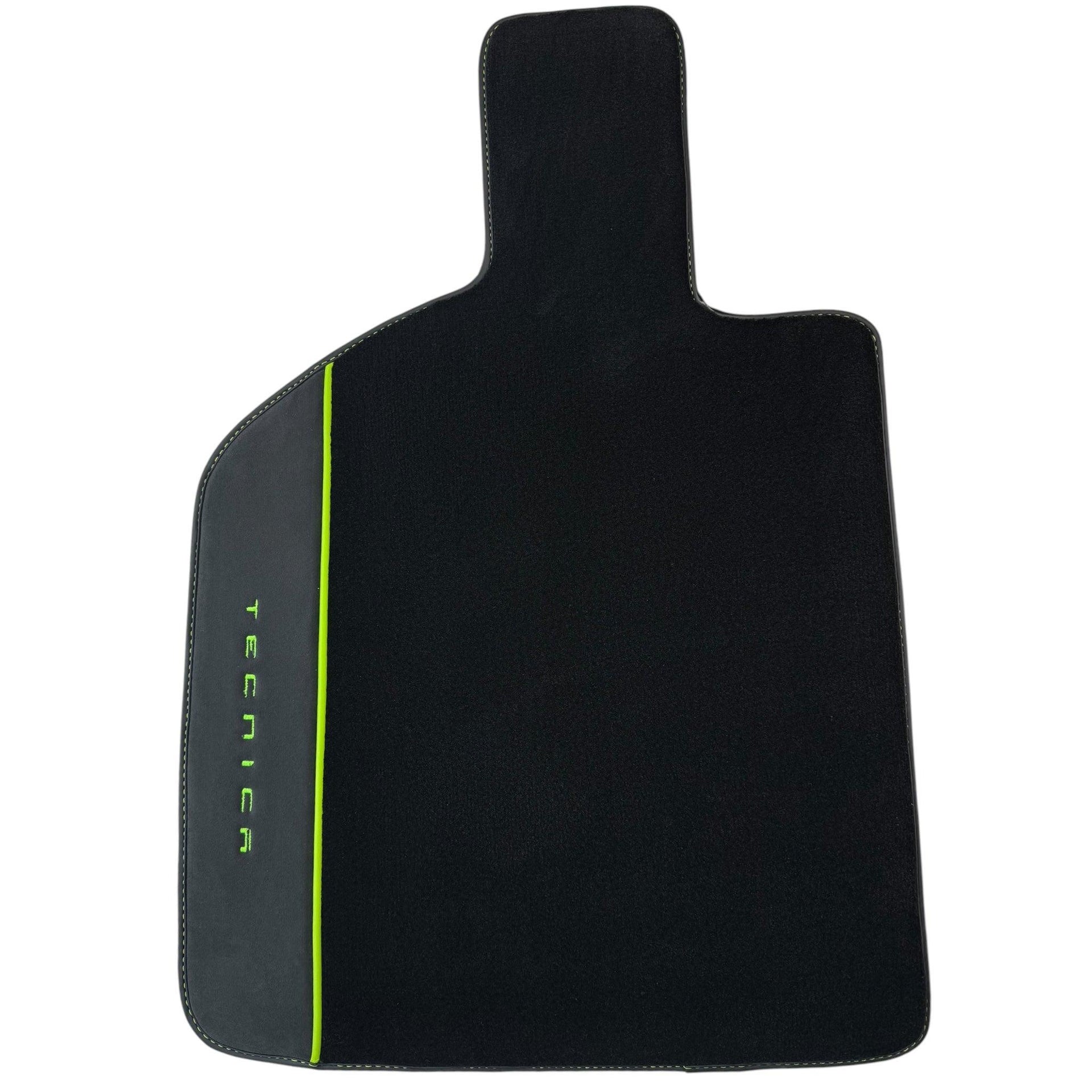 Black Floor Mats for Lamborghini Huracan Tecnica with Alcantara Leather | Green Edition - AutoWin