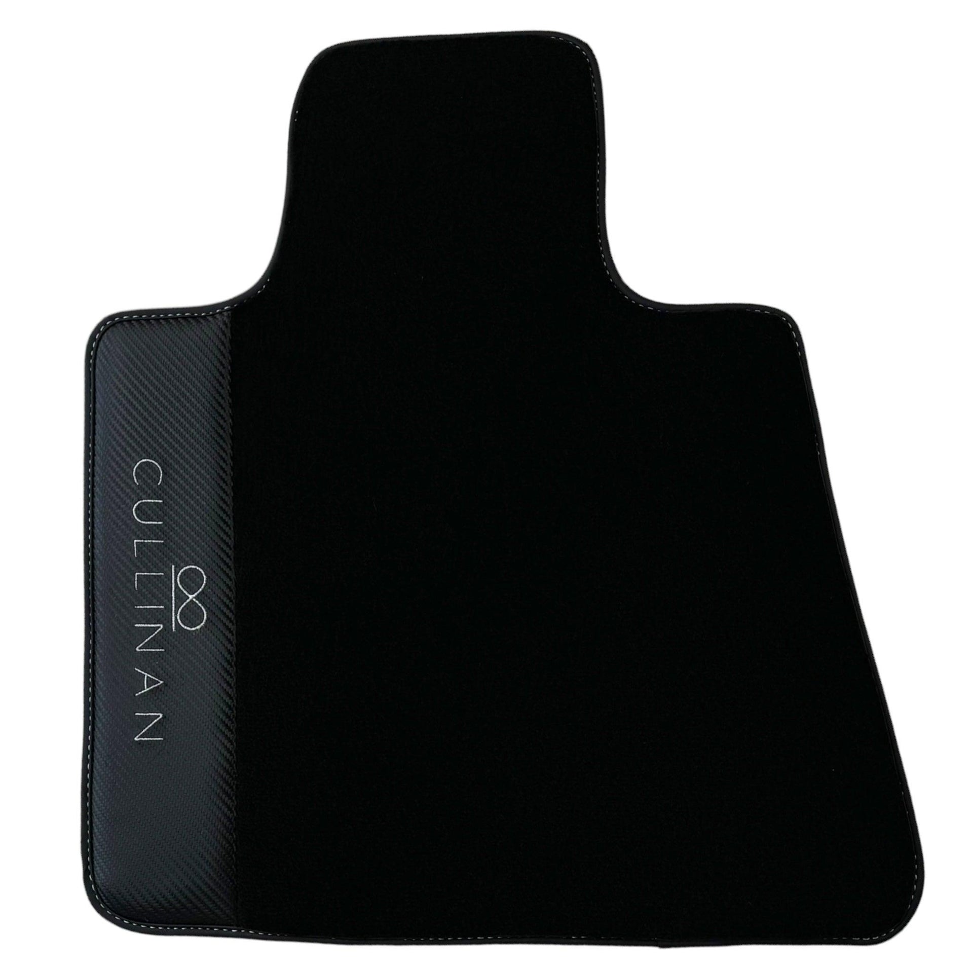 Black Floor Mats for Rolls Royce Cullinan with Carbon Fiber Leather - AutoWin