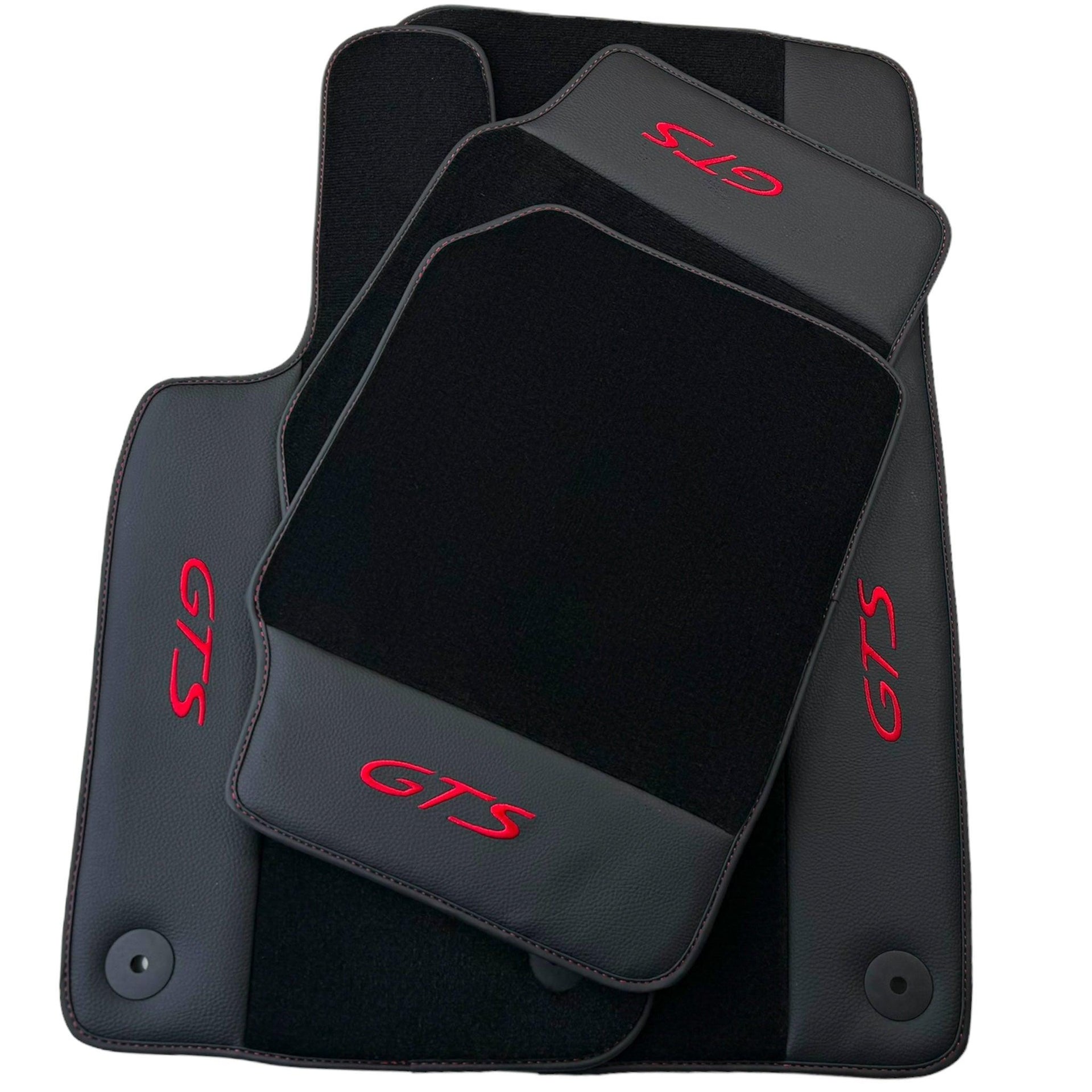 Black Floor Mats for Porsche Panamera GTS (2009-2016) with Leather - AutoWin