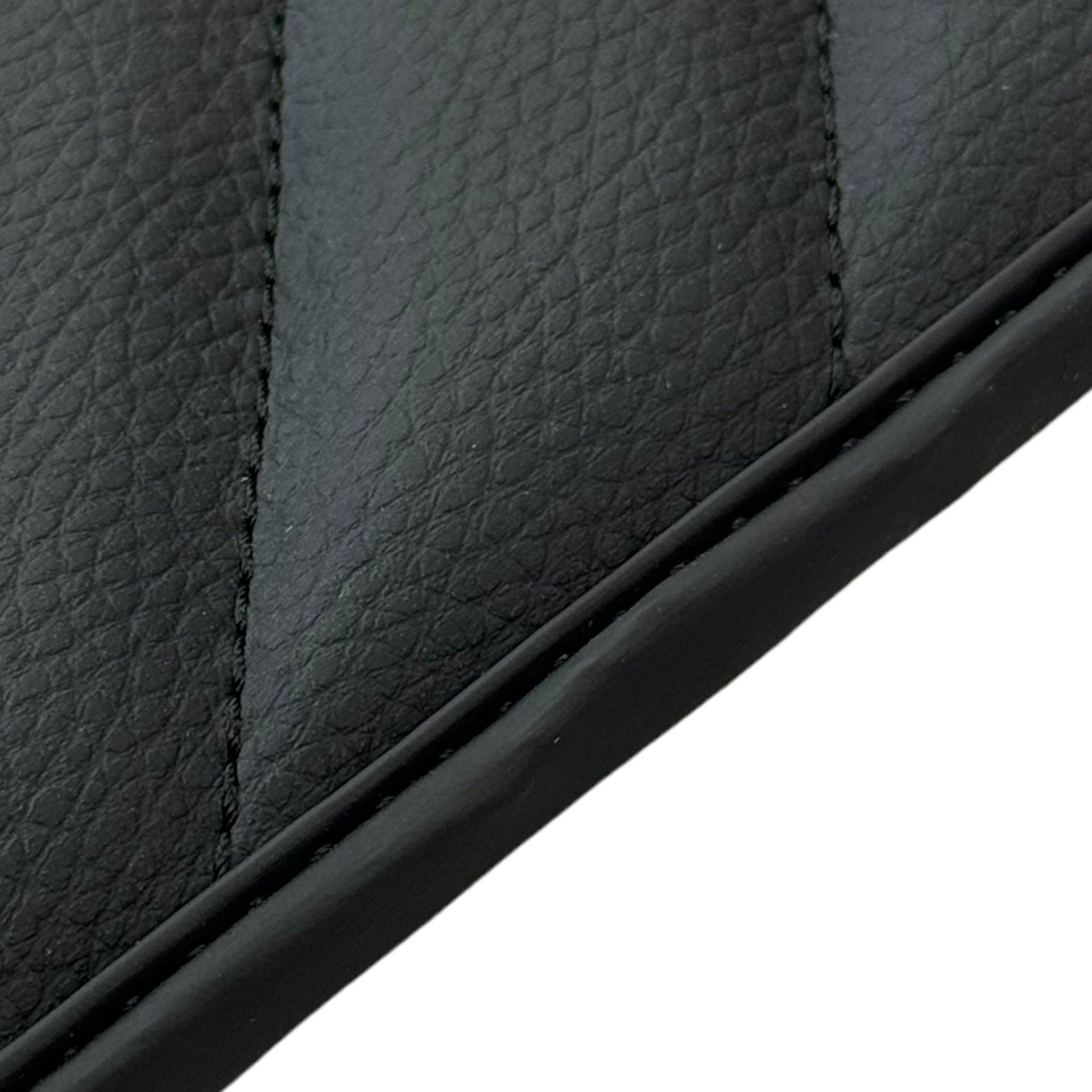 Black Leather Floor Mats for Rolls Royce Black Badge Wraith ER56 Design - AutoWin