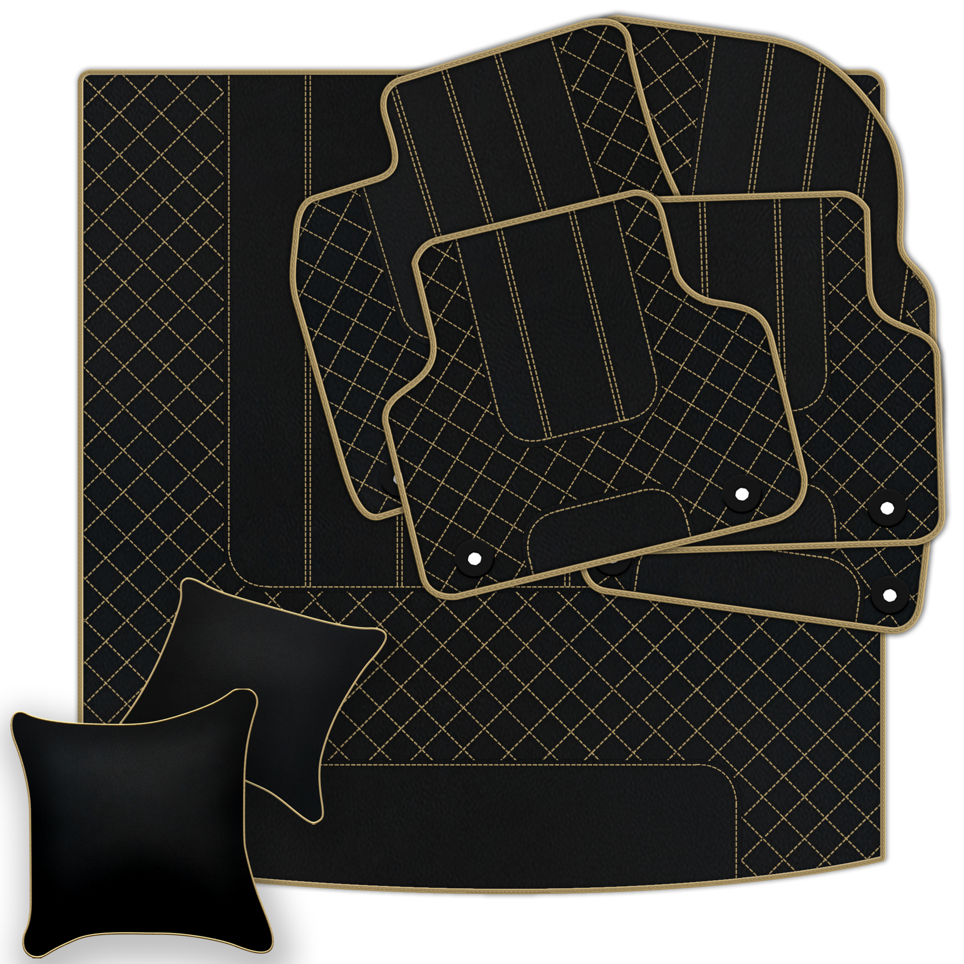Premium Black Leather Floor Mats for Rolls Royce Shadow (1965-1977)