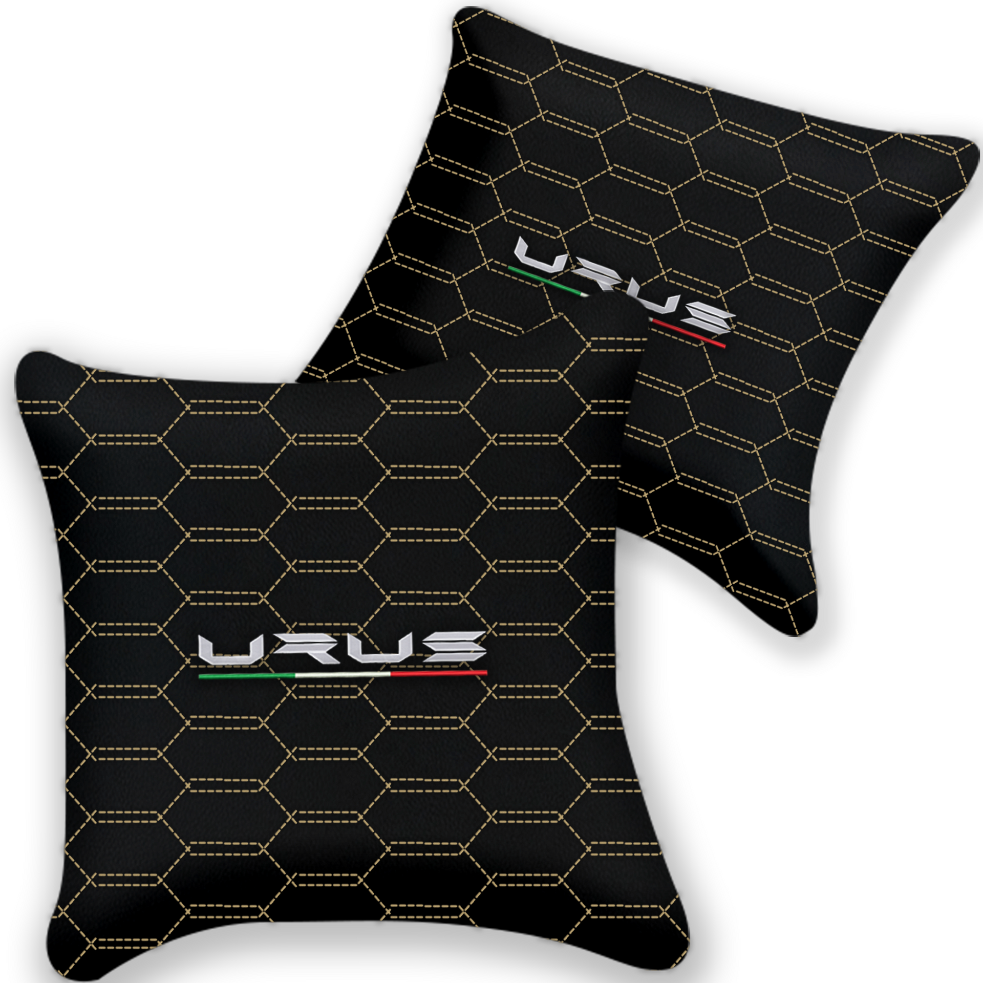 Customizable Black Leather Pillows - Set of 2 for Lamborghini