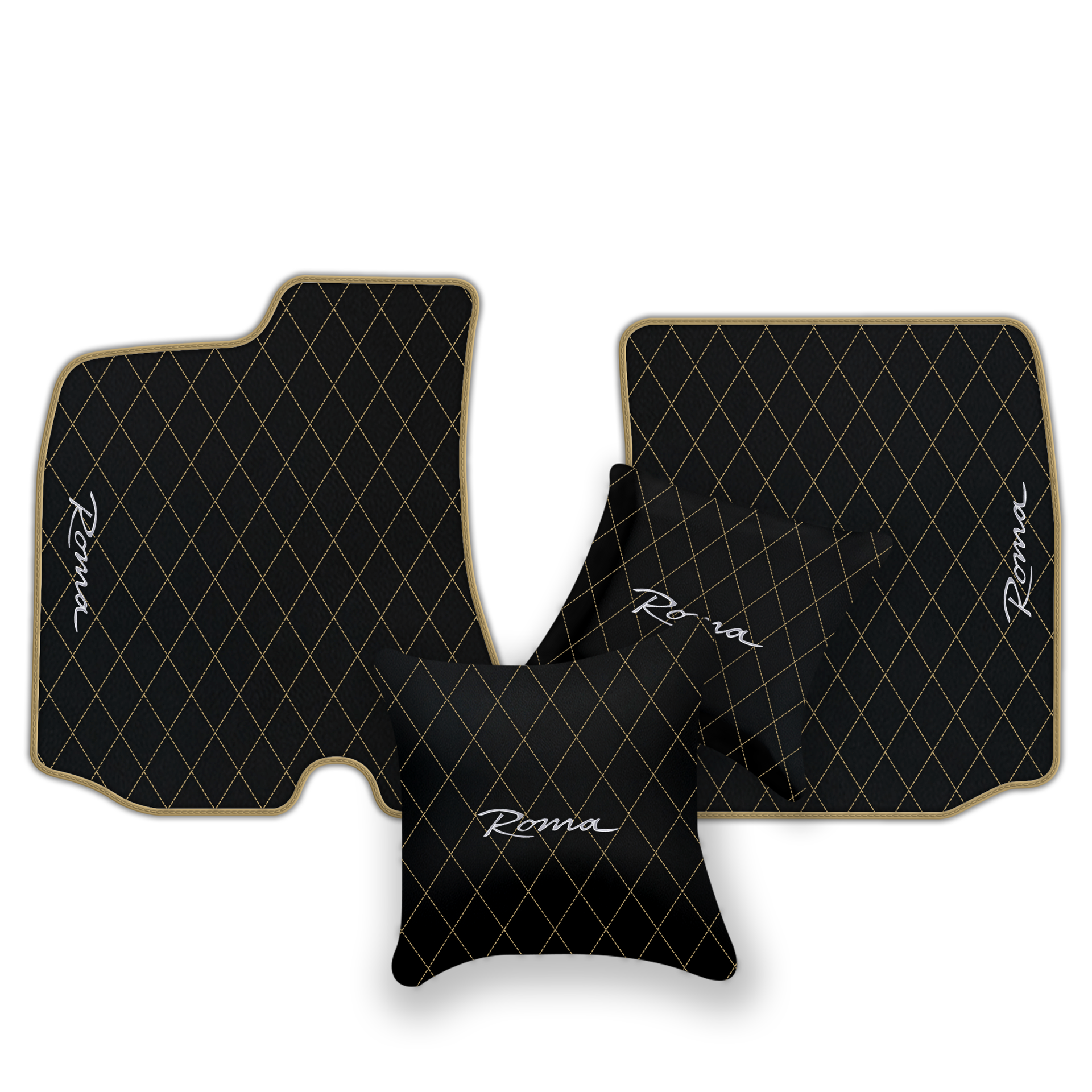 Premium Black Leather Floor Mats for Ferrari Portofino (2018-2023)