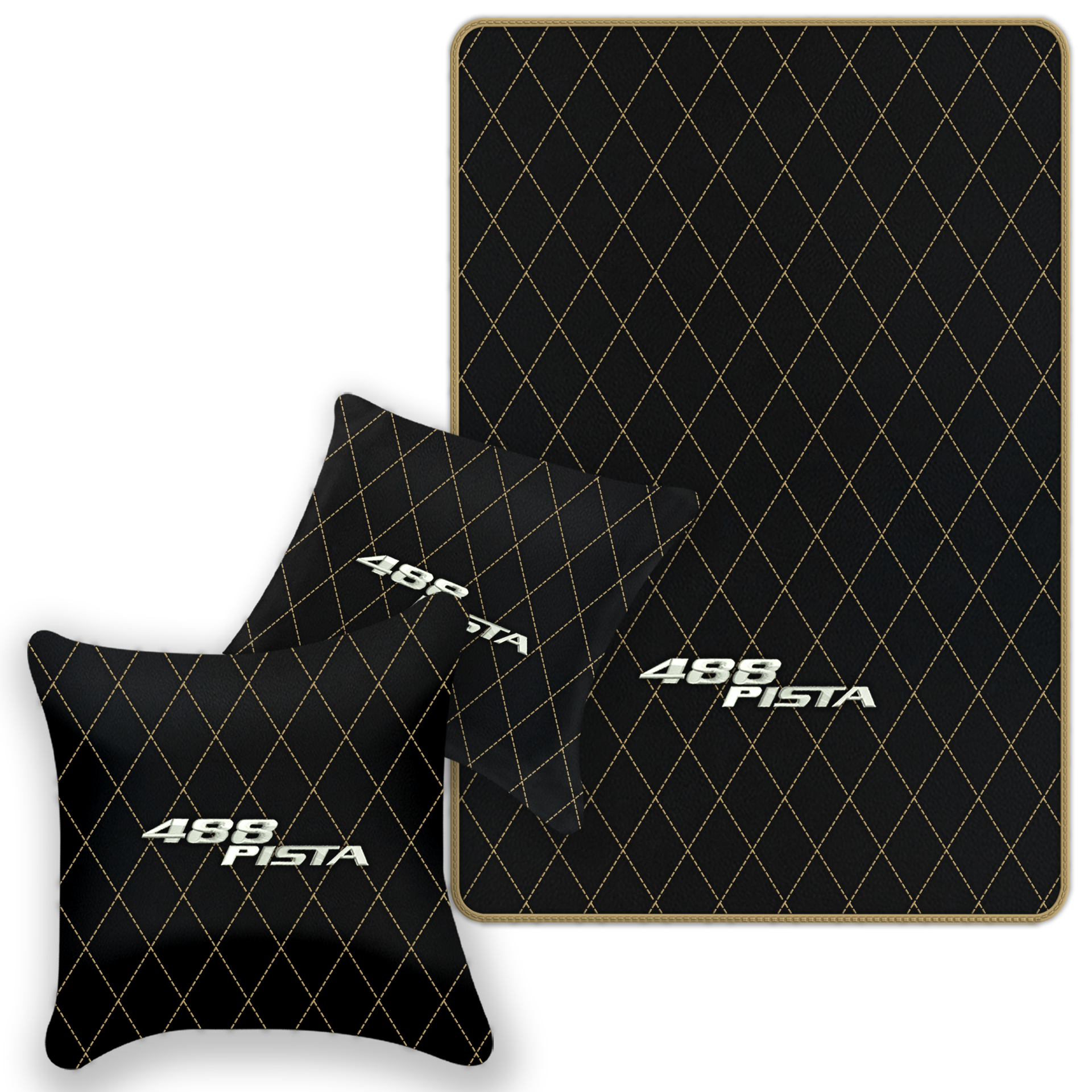 Luxury Black Leather Floor Mats for Ferrari 488 GTB (2016-2022)