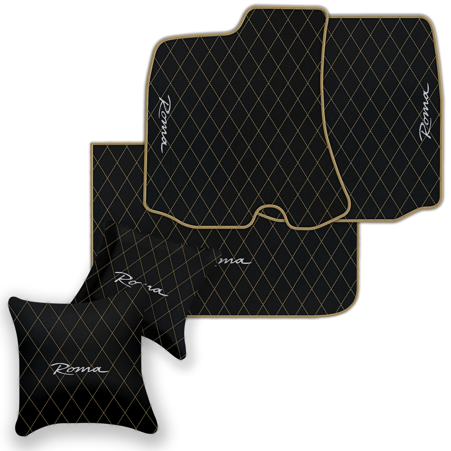 Premium Black Leather Floor Mats for Ferrari Portofino (2018-2023)