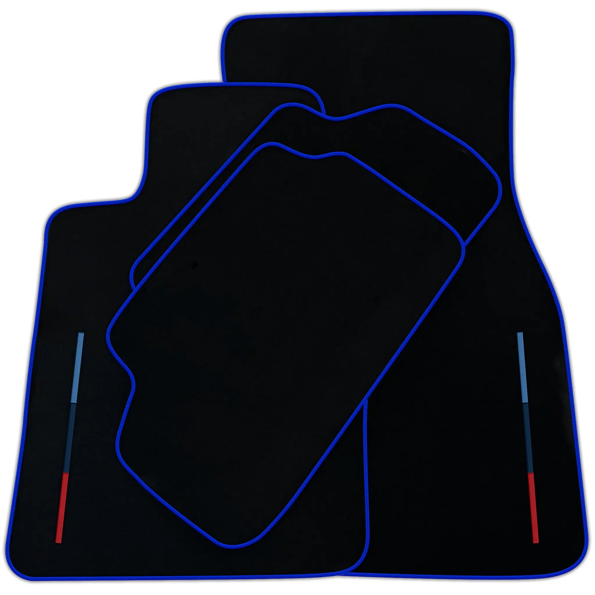 Black Floor Mats for BMW i5 (2024-2026) with 3 Color Stripes Tailored Set Perfect Fit | Various Trim Color