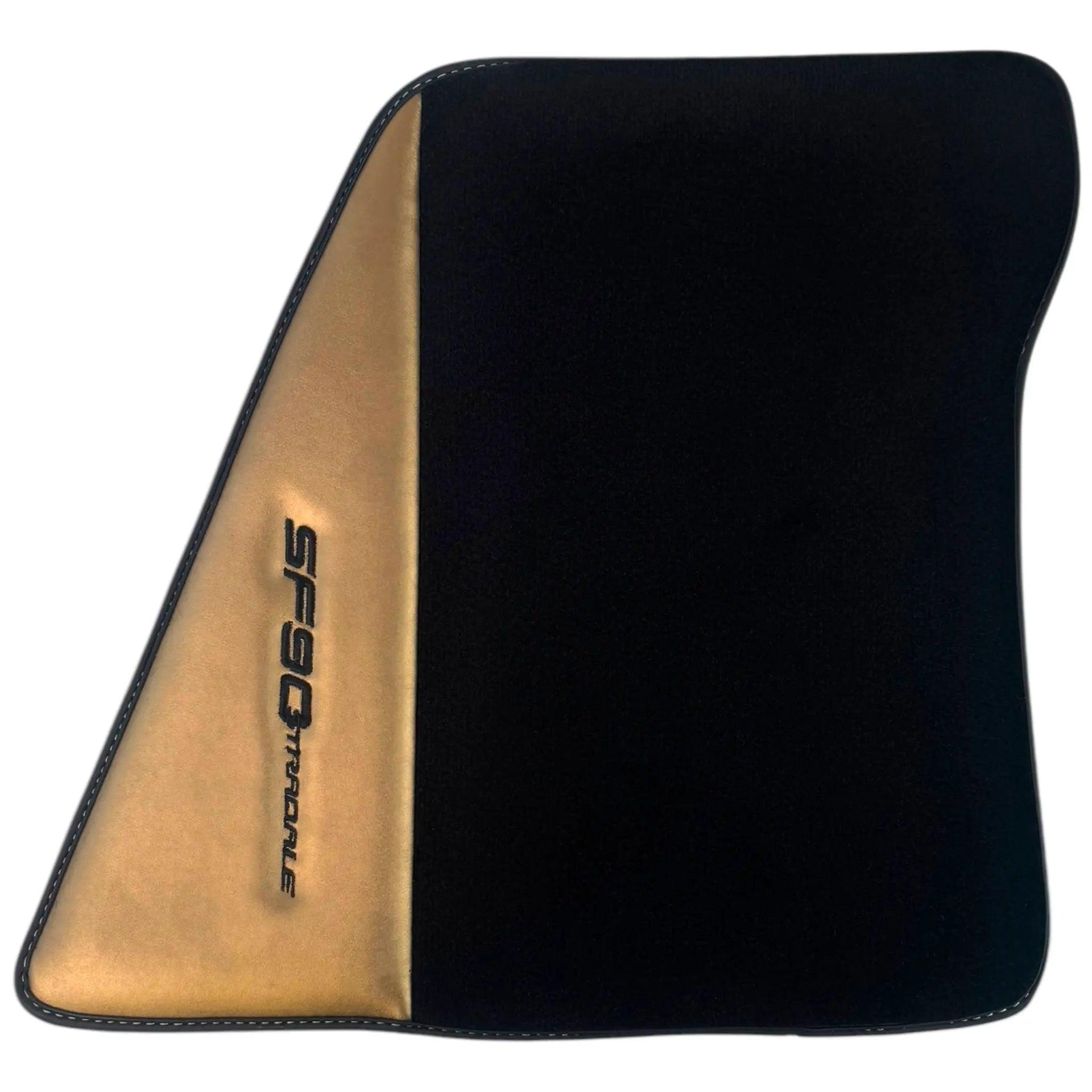 Black Floor Mats for Ferrari SF90 Stradale (2019-2024) with Gold Leather