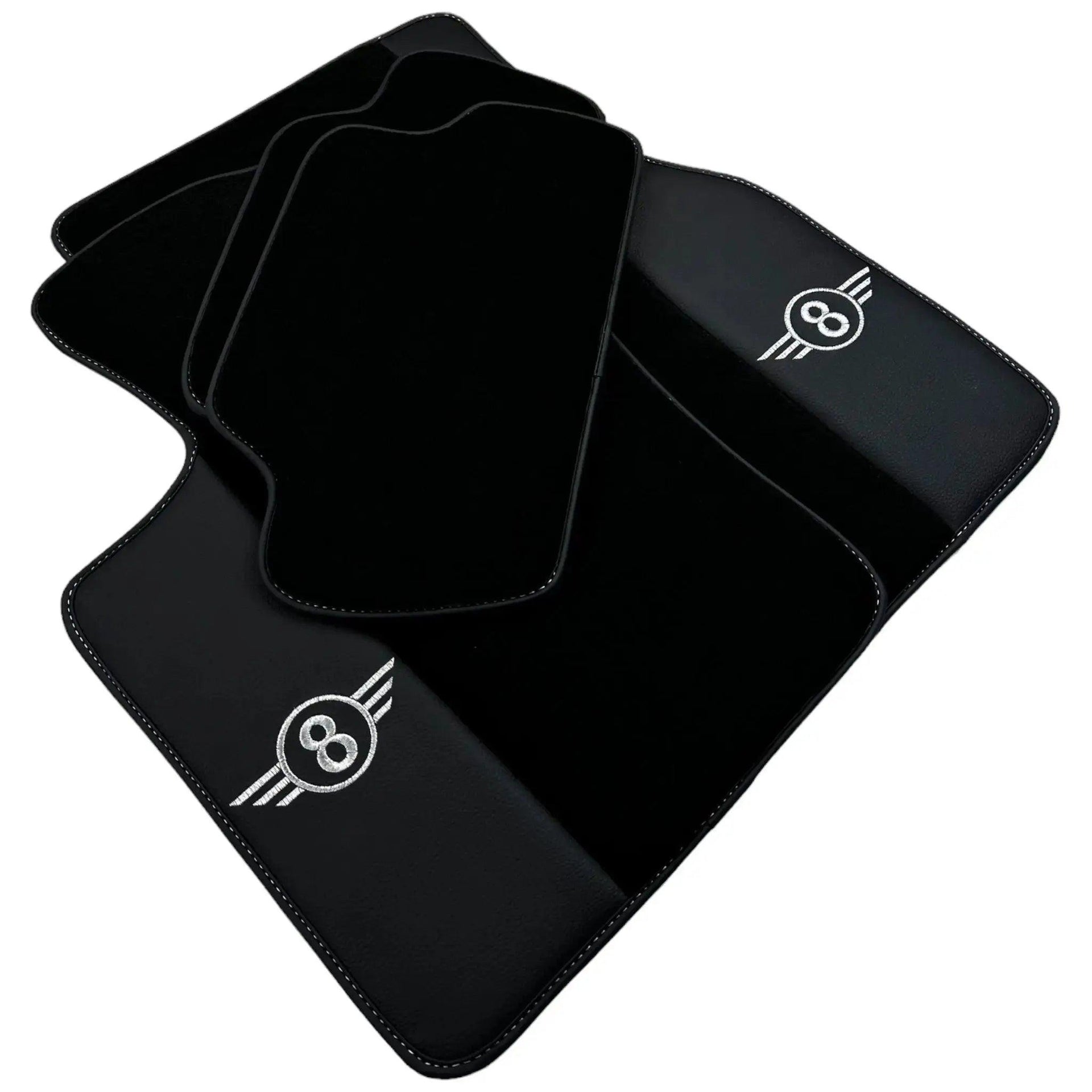 Black Floor Mats for Mini Countryman F60 Hybrid (2020-2023) with Leather - AutoWin