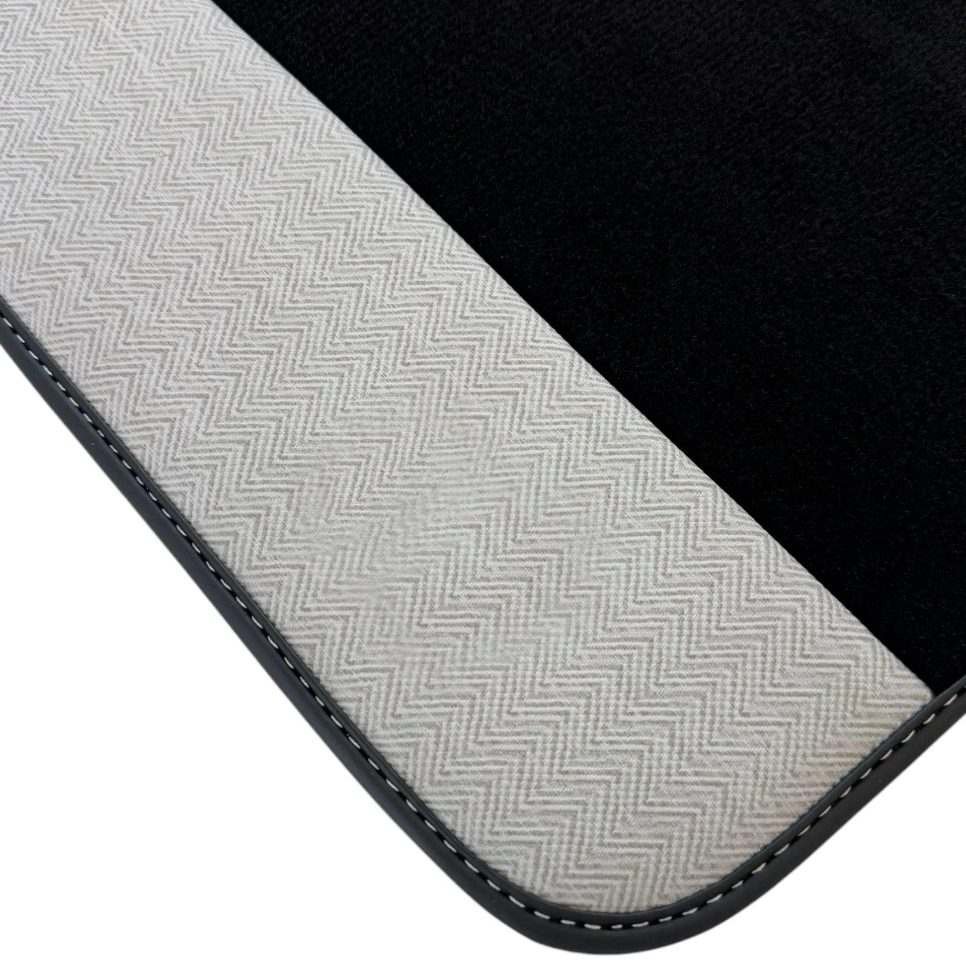 Black Floor Mats for Rolls Royce Dawn (2016-2023) with Gray Leather Borders