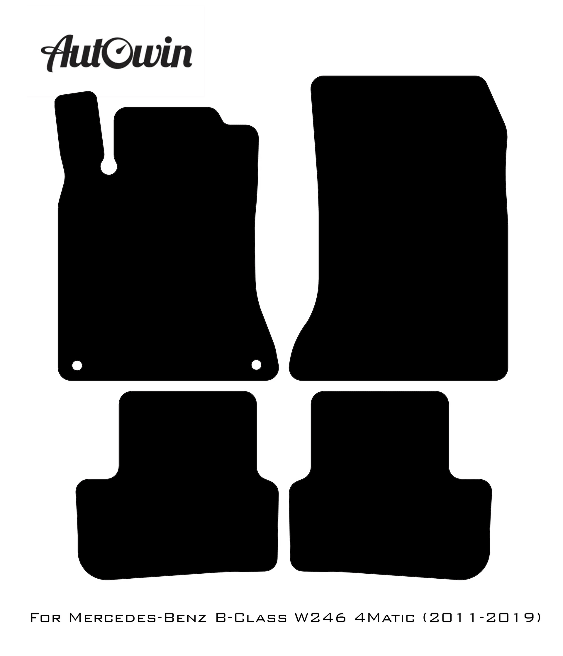 Black Sheepskin Floor Mats For Mercedes Benz B-Class W246 4Matic (2011-2019) | ER56 Design - AutoWin