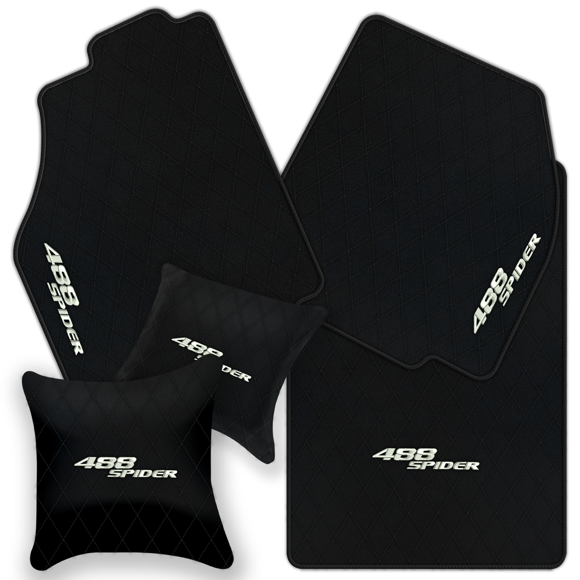 Premium Black Leather Floor Mats for Ferrari 488 Pista Spider