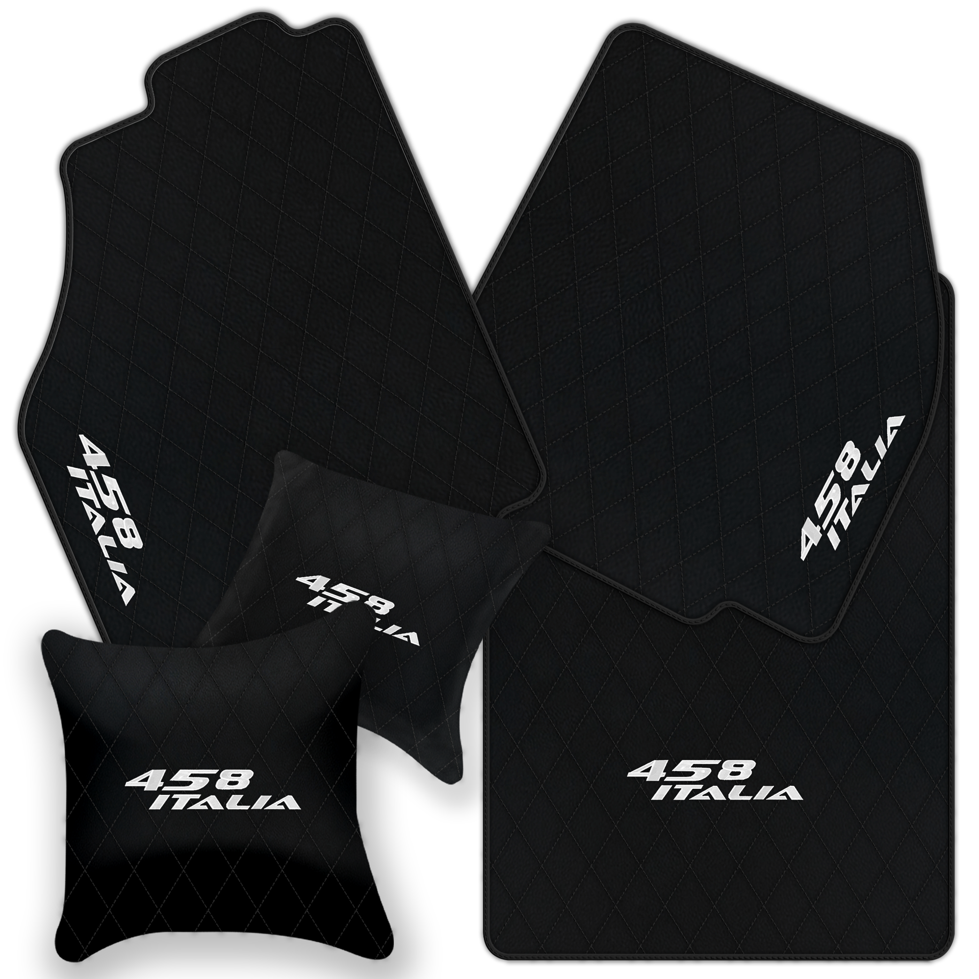 Premium Black Leather Floor Mats for Ferrari 458 Spider (2012-2015)