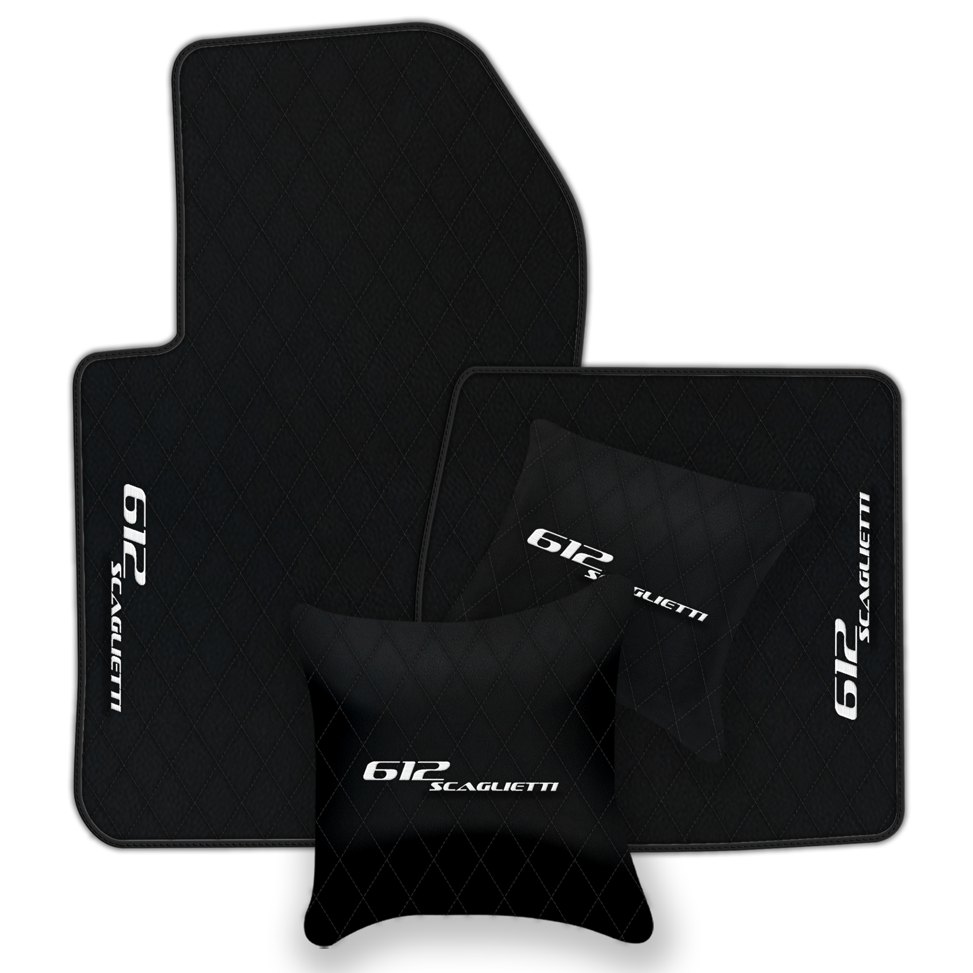 Luxury Black Leather Floor Mats for Ferrari 612 Scaglietti (2005-2011)