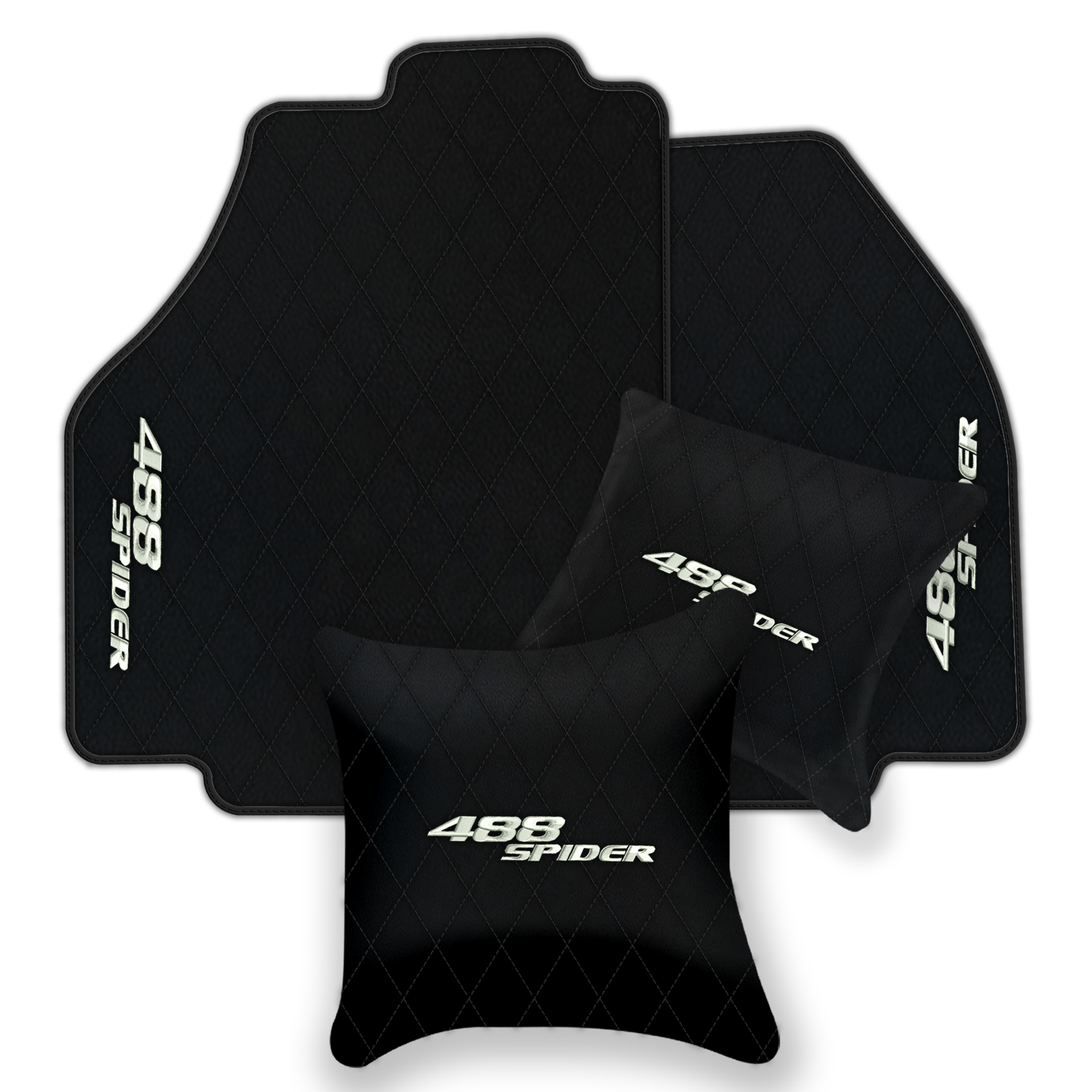 Premium Black Leather Floor Mats for Ferrari 488 Pista Spider