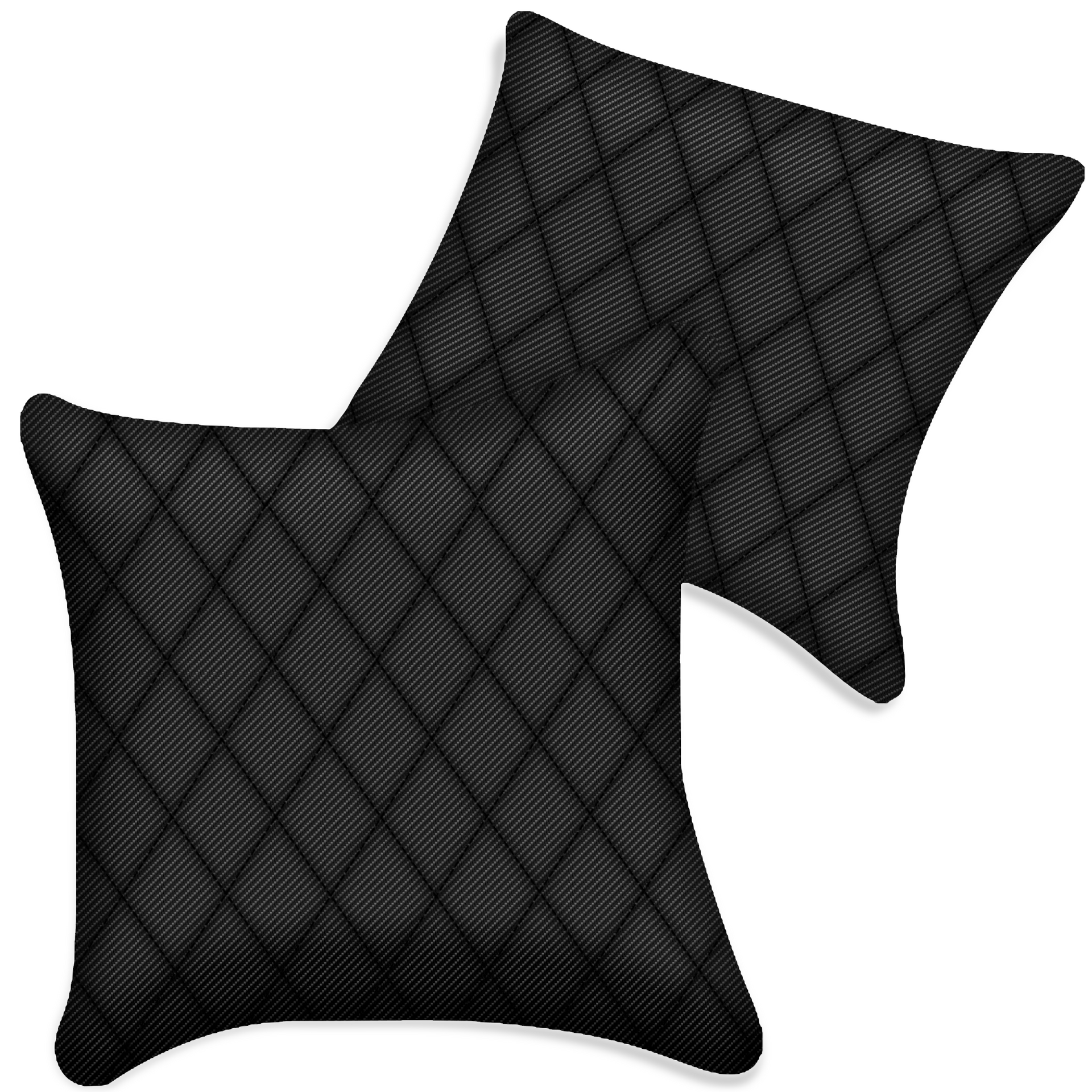 Customizable Black Carbon Fiber Pillows Set of 2 for All Vehicles | Single Diamond Pattern