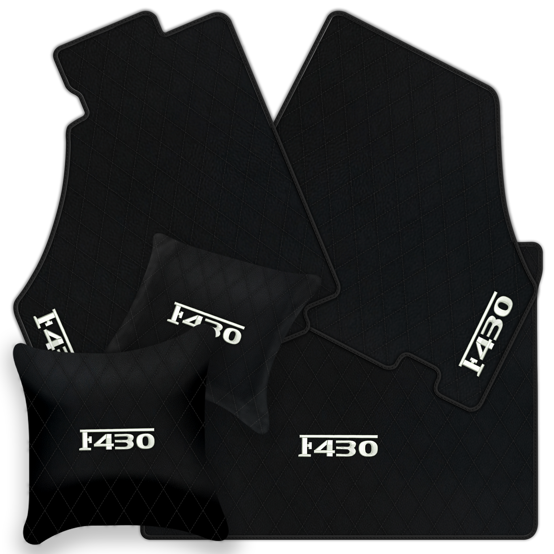 Luxury Black Leather Floor Mats for Ferrari F355 (1994-1999)