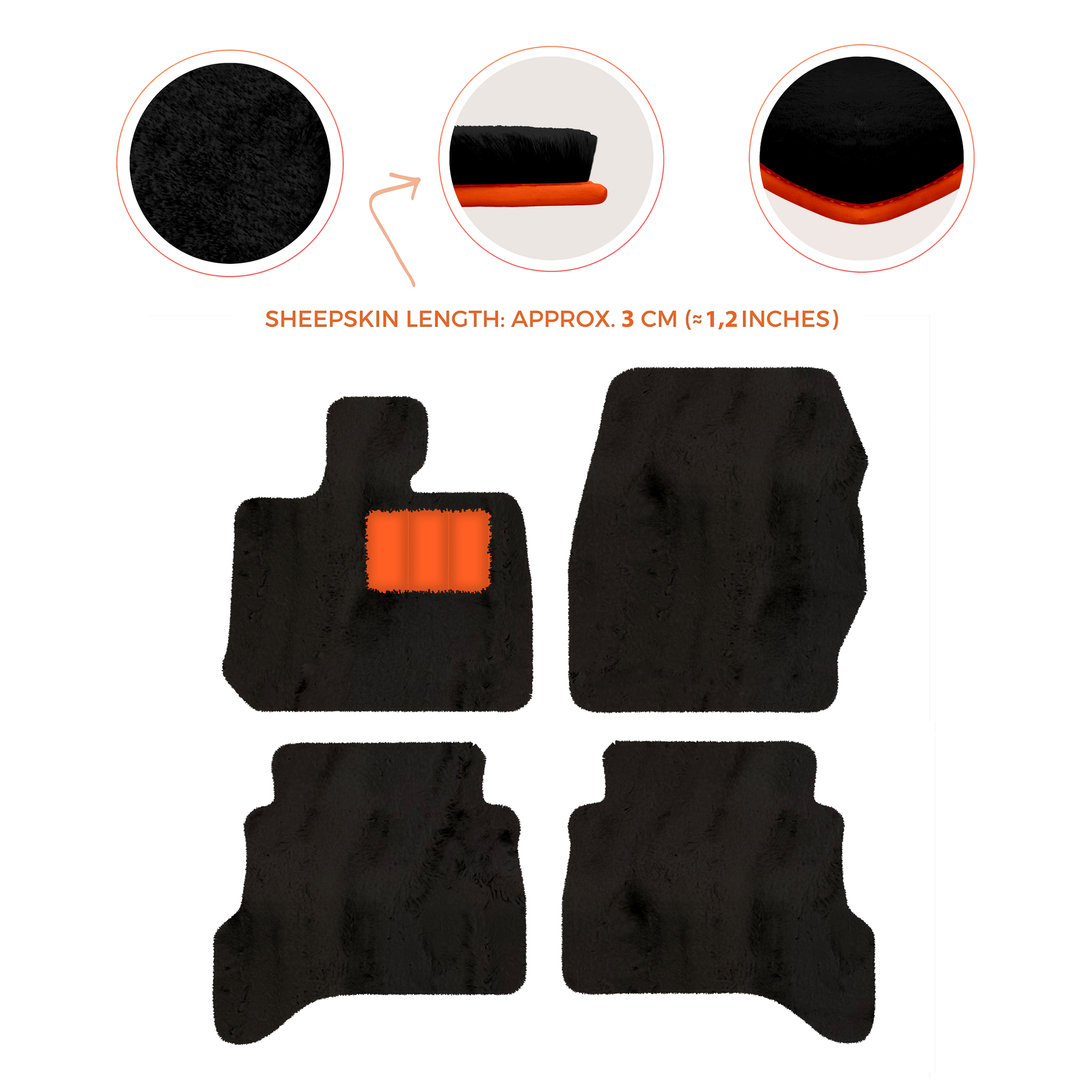 Premium Sheepskin Floor Mats for Land Rover Defender 90 (2007-2020)