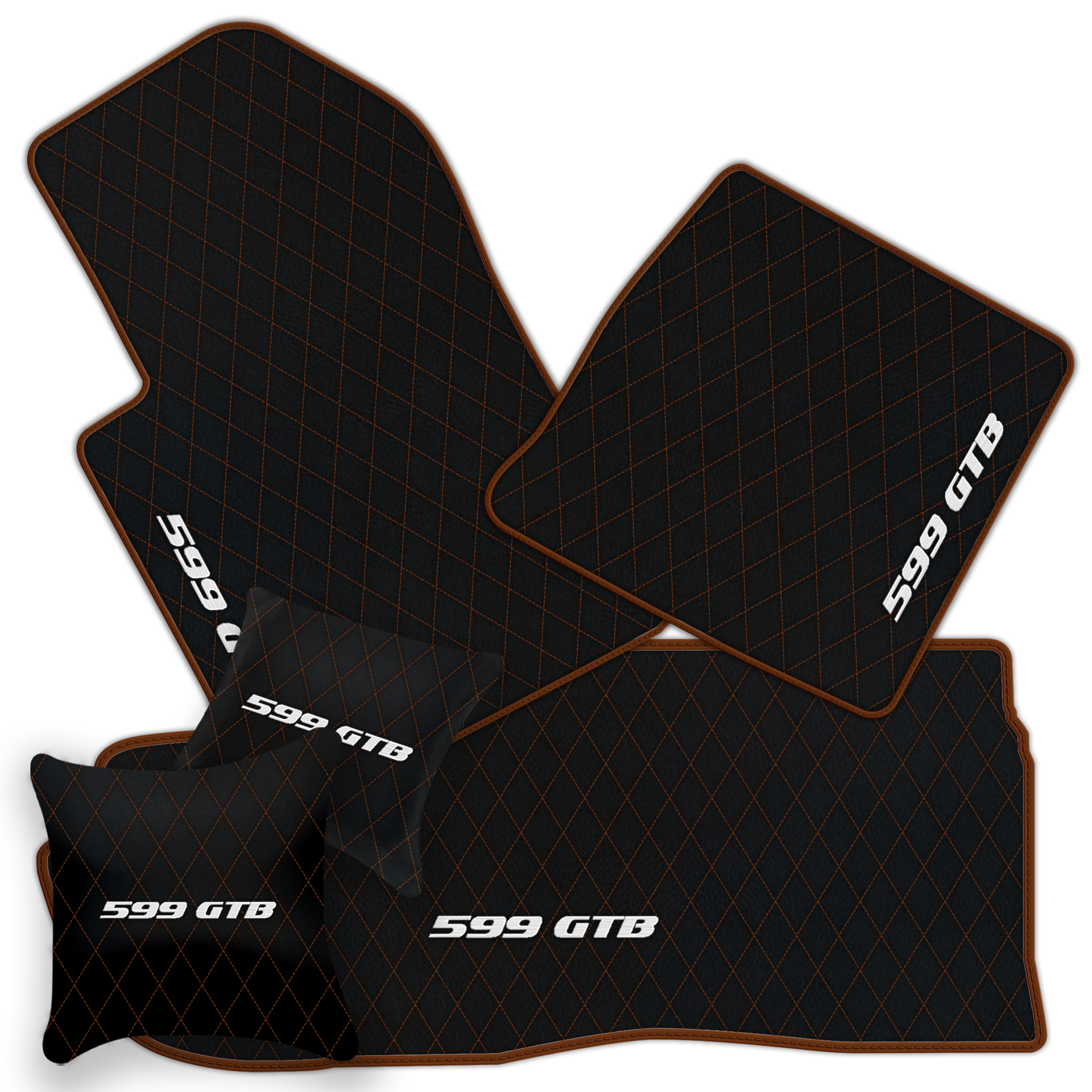 Custom Black Leather Floor Mats for Ferrari 599 Coupe (2006-2012)