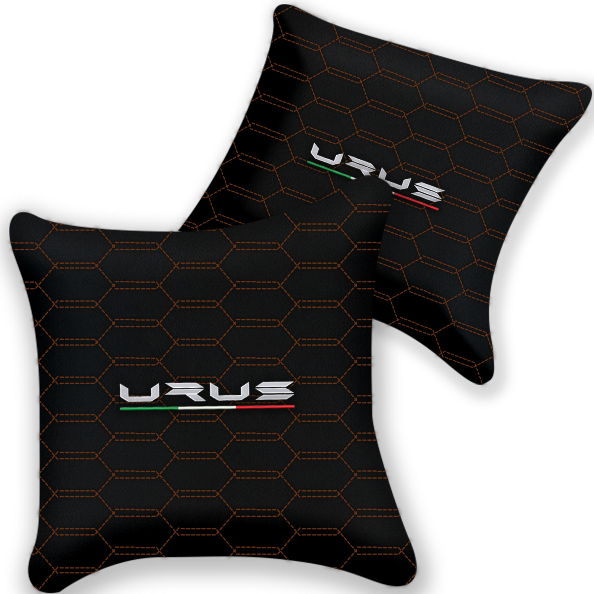 Customizable Black Leather Pillows - Set of 2 for Lamborghini