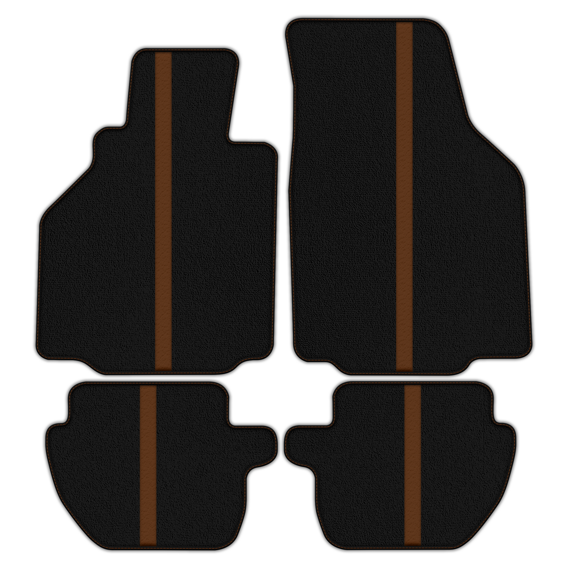 Black Floor Mats with Leather Line for Porsche 911 - 996 (1998-2004) - Various Colors