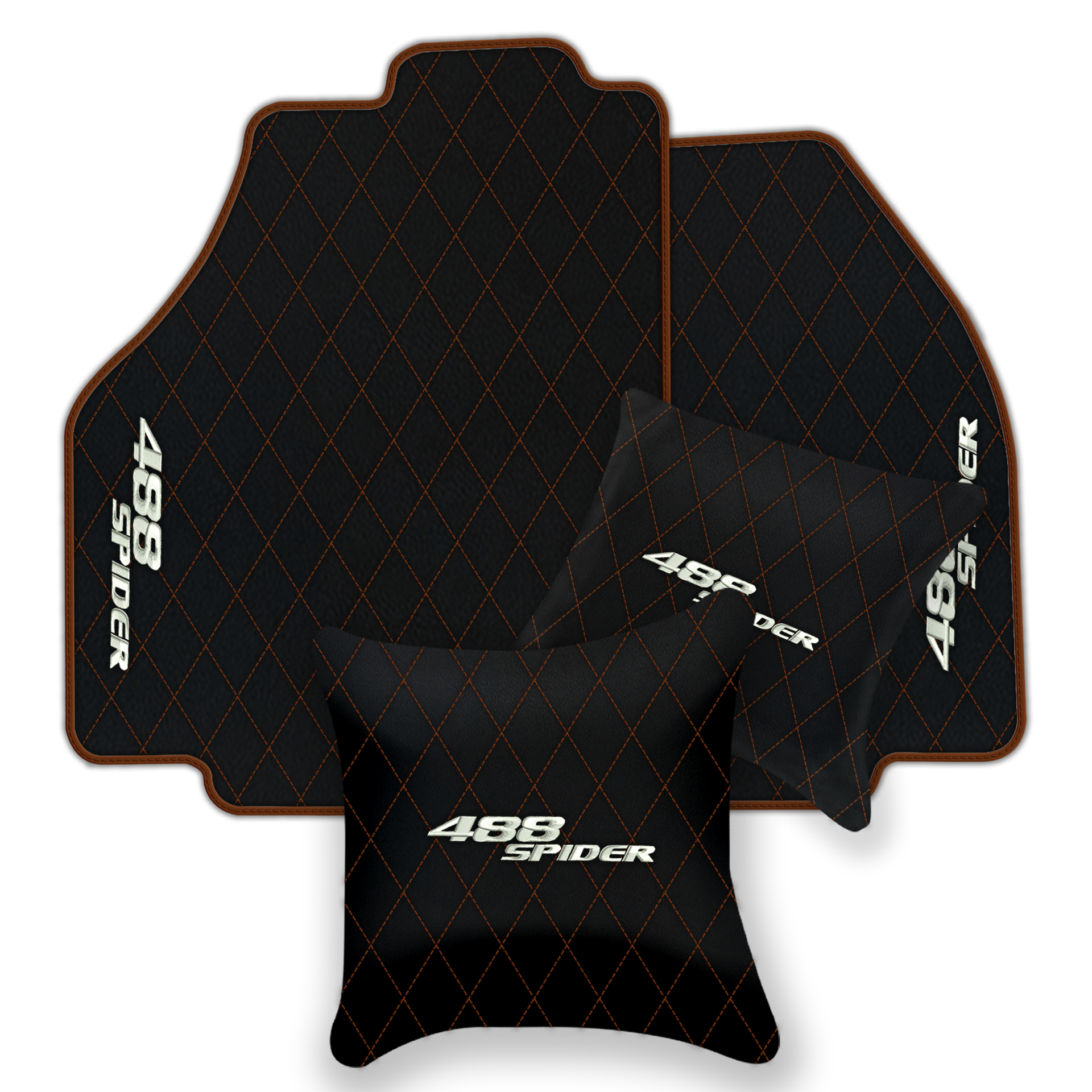 Premium Black Leather Floor Mats for Ferrari 488 Pista Spider