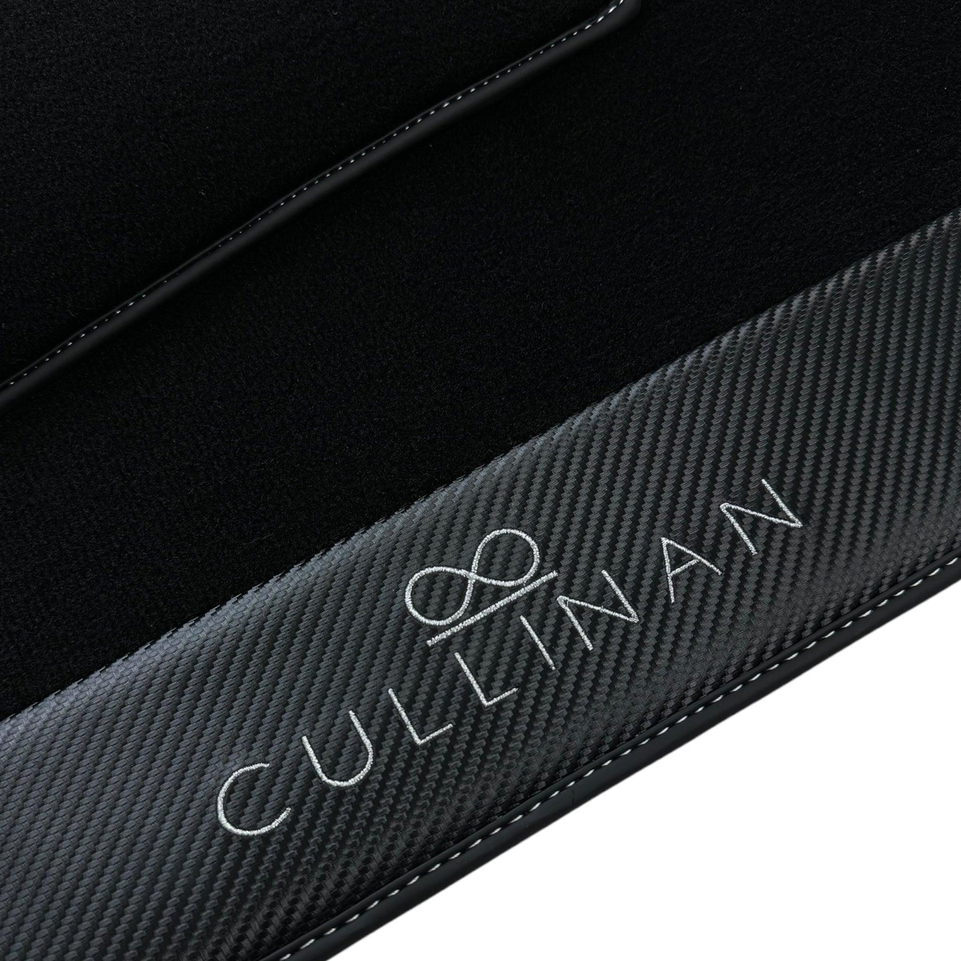 Black Floor Mats for Rolls Royce Cullinan with Carbon Fiber Leather - AutoWin