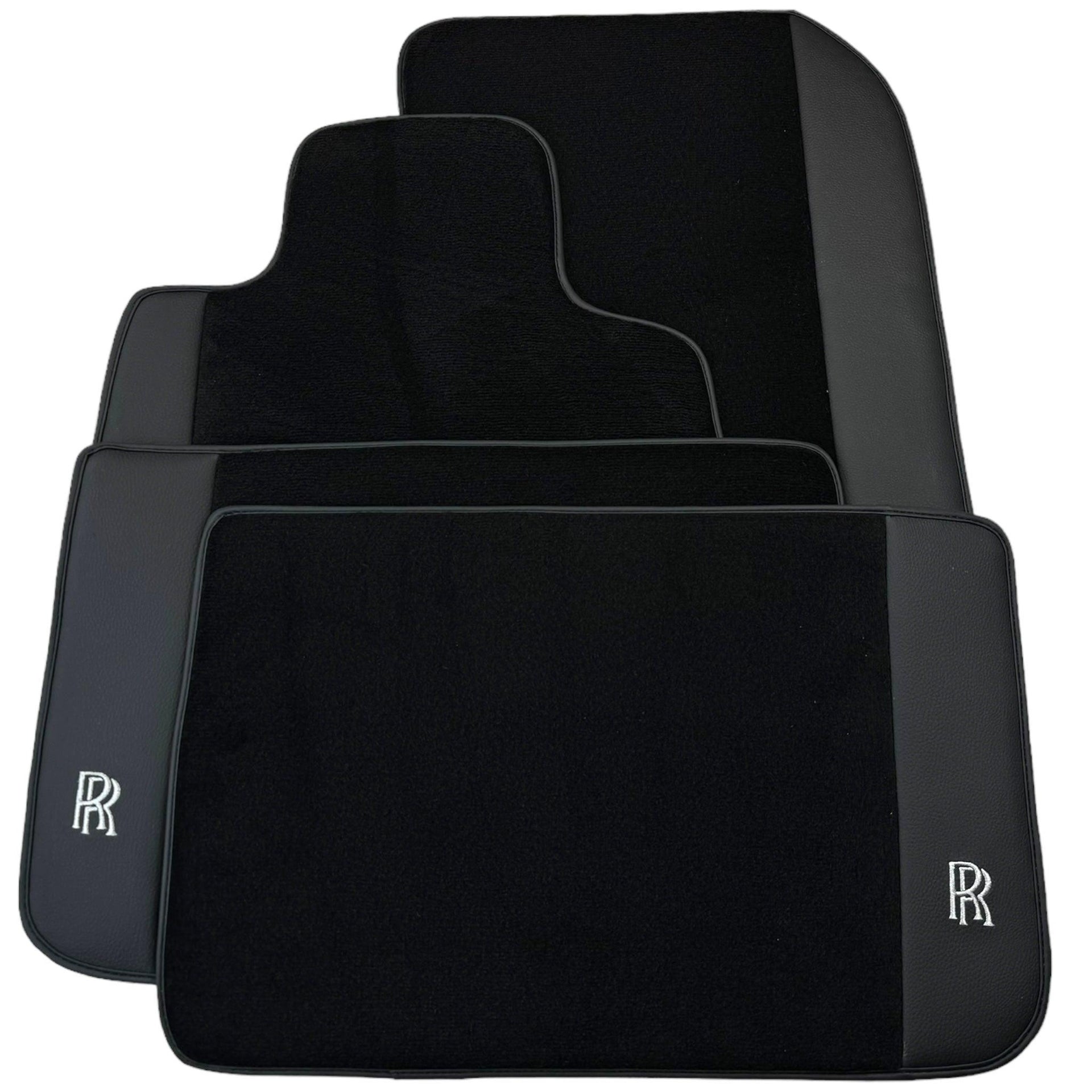 Black Floor Mats for Rolls Royce Ghost Series I (2010–2020) with Black Leather - AutoWin