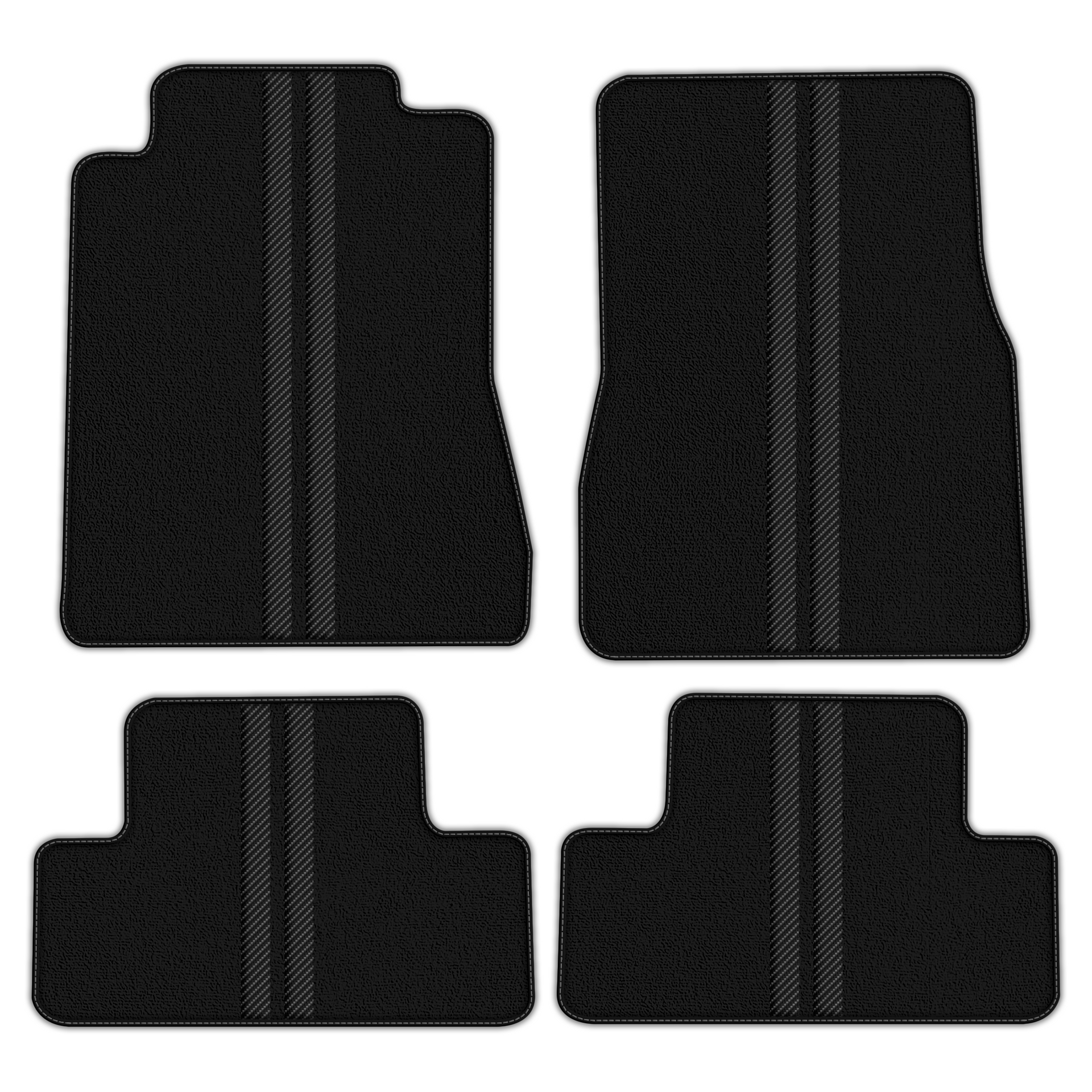Black Floor Mats with Leather Line for Ford Mustang V FL (2011-2014) - Various Colors