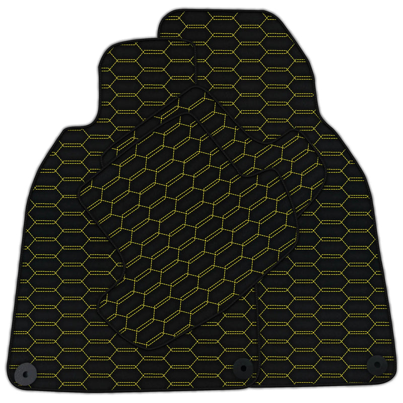 Customizable Leather Floor Mats with Interlaced Hex Pattern for Porsche 911 - 992 (2019-2024)