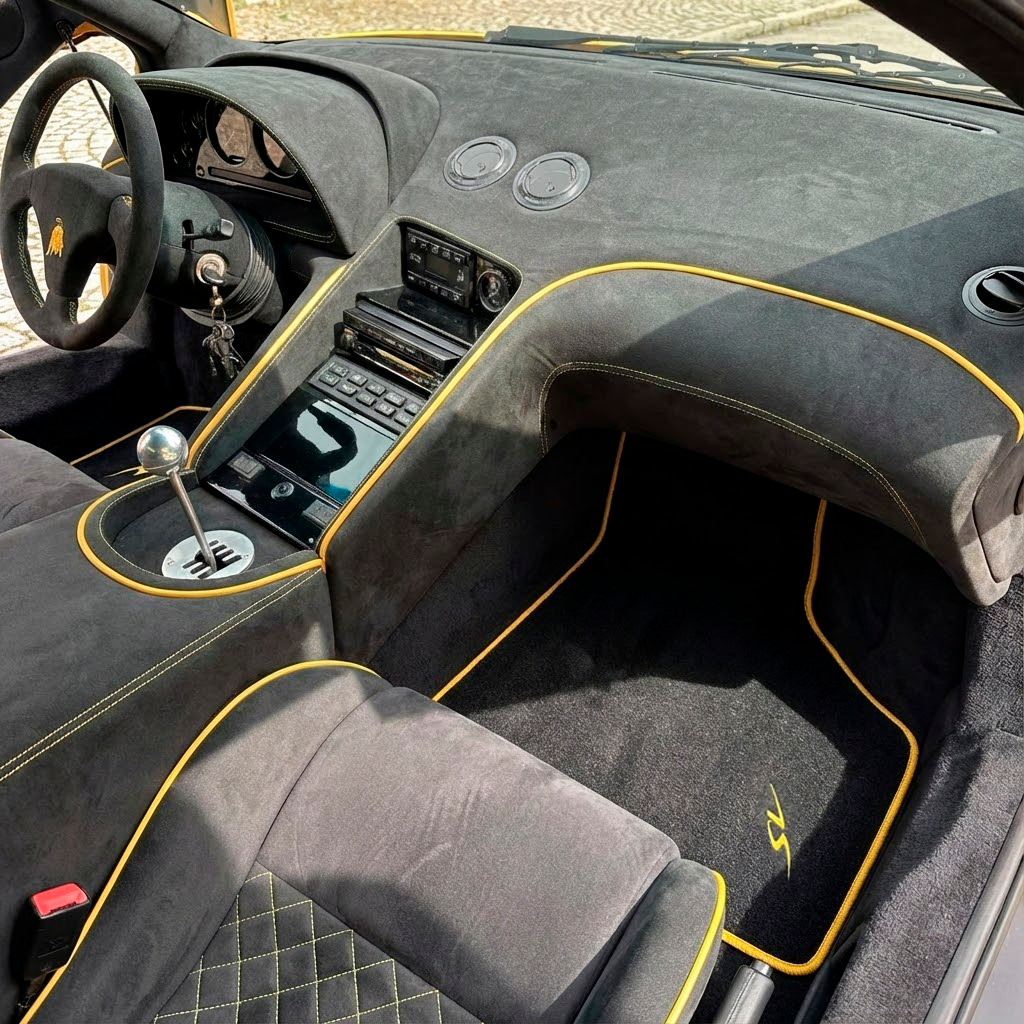 Customizable Leather Floor Mats with Square Pattern for Lamborghini Diablo (1990-2001) - AutoWin
