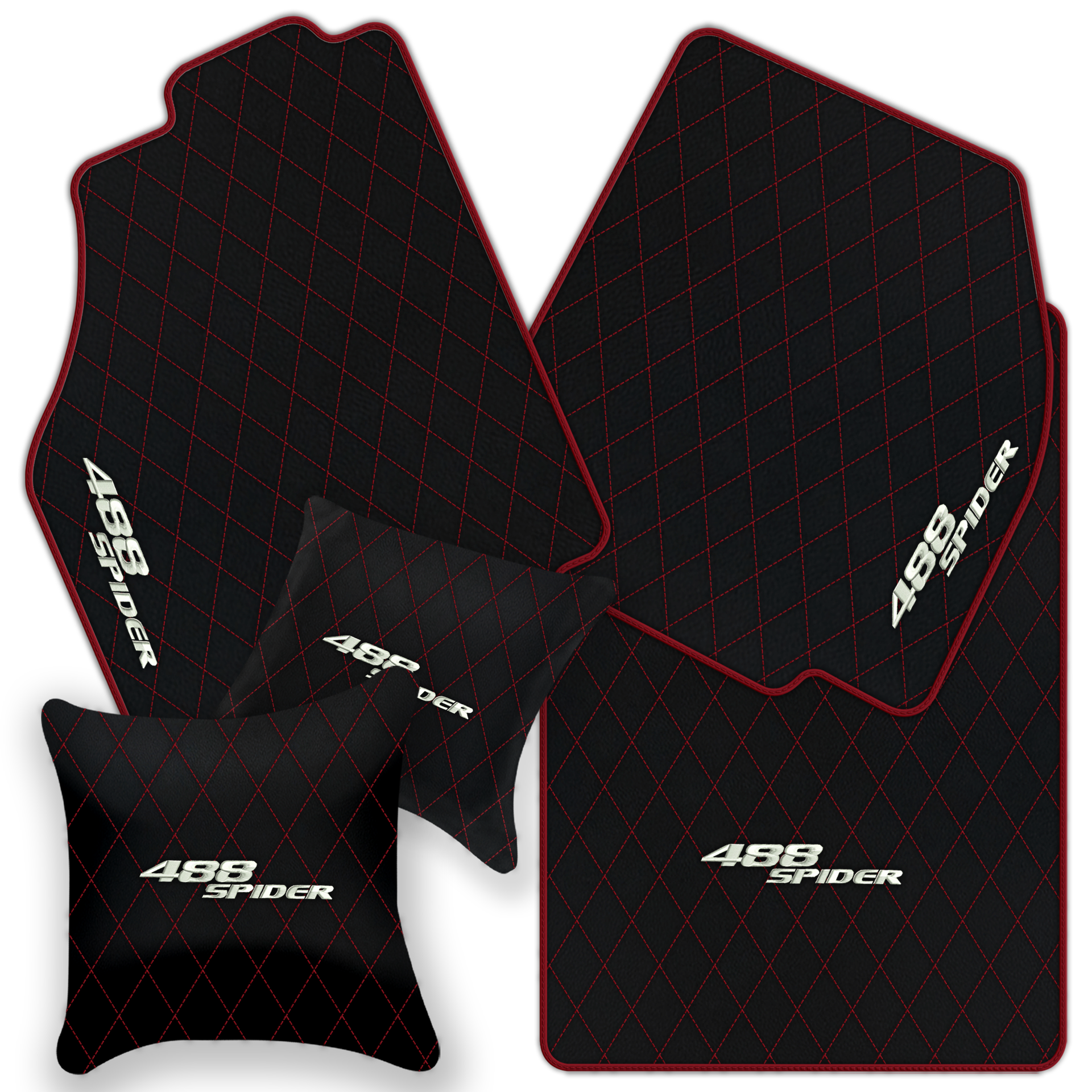 Premium Black Leather Floor Mats for Ferrari 488 Pista Spider