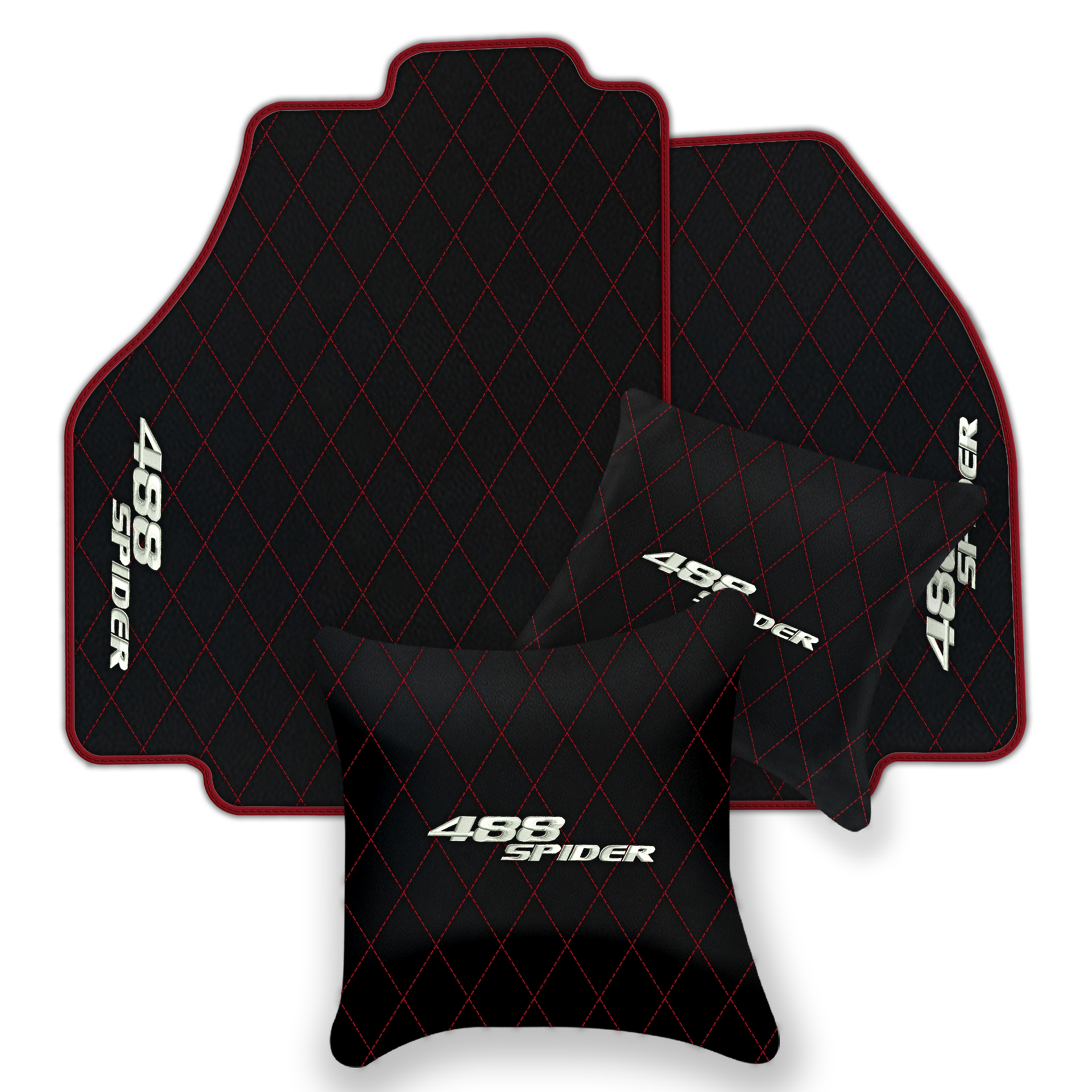 Premium Black Leather Floor Mats for Ferrari 488 Pista Spider