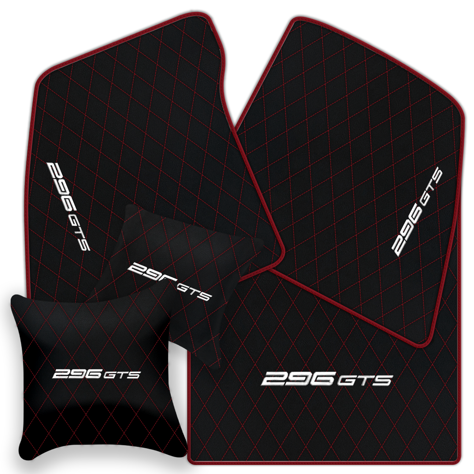 Ferrari 296 GTB Black Leather Floor Mats | Stylish & Durable