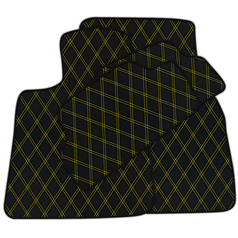 Customizable Leather Floor Mats with Double Diamond Pattern for Mini Cabrio R52 Convertible (2004-2009)