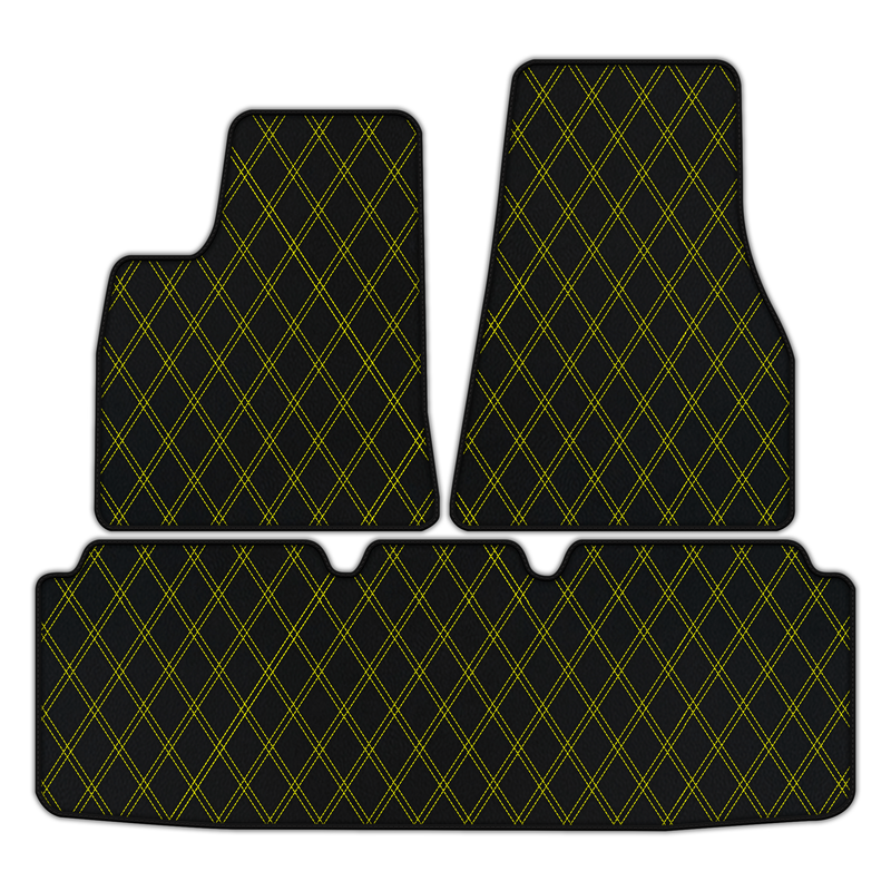 Customizable Leather Floor Mats with Double Diamond Pattern for Tesla Model S (2012-2023)