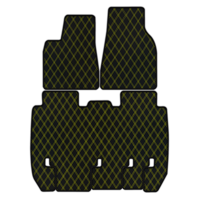 Customizable Leather Floor Mats with Double Diamond Pattern for Tesla Model X - 5 Seats (2016-2025)