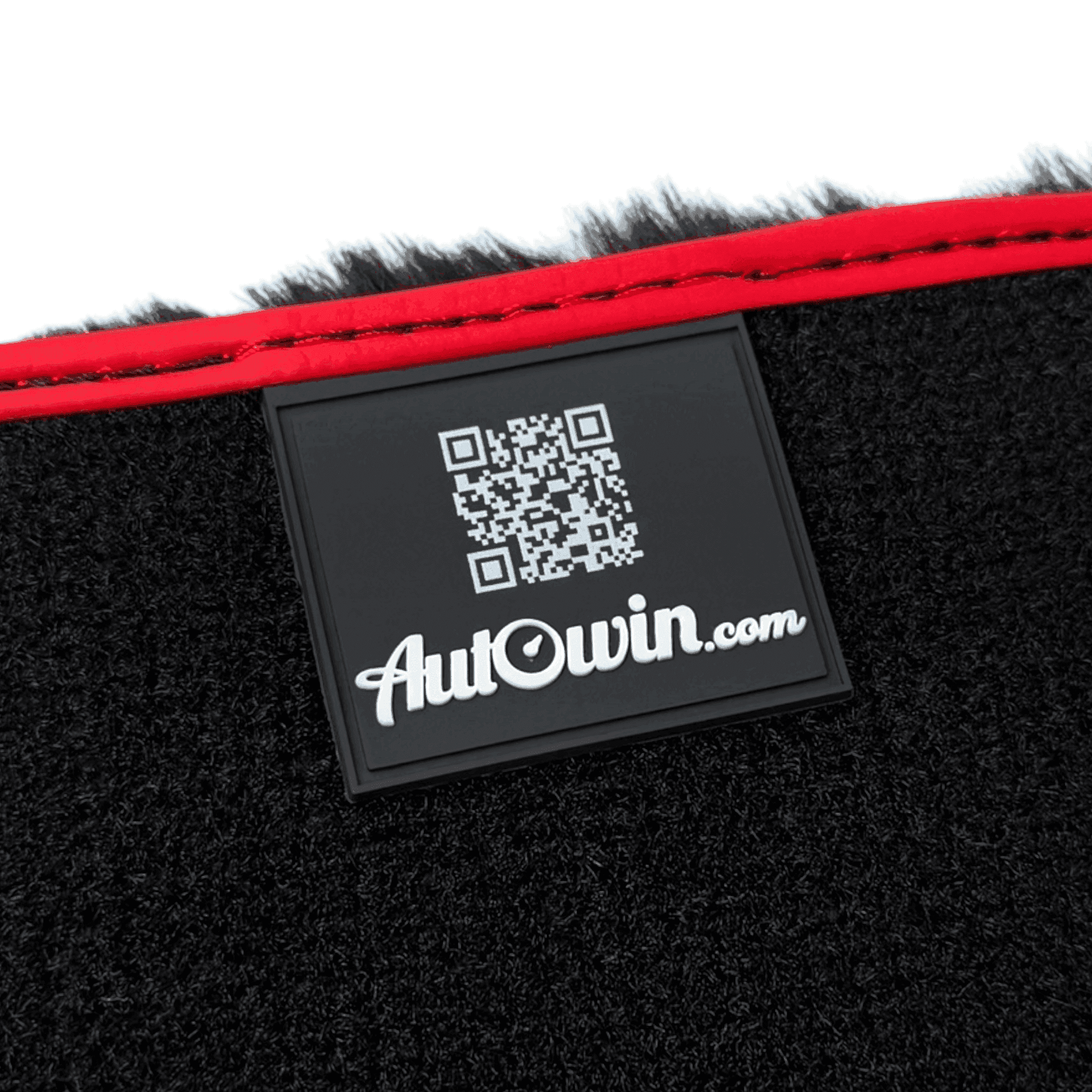 Black Sheepskin Floor Mats for Rolls Royce Cullinan (2018-2025) with Red Leather