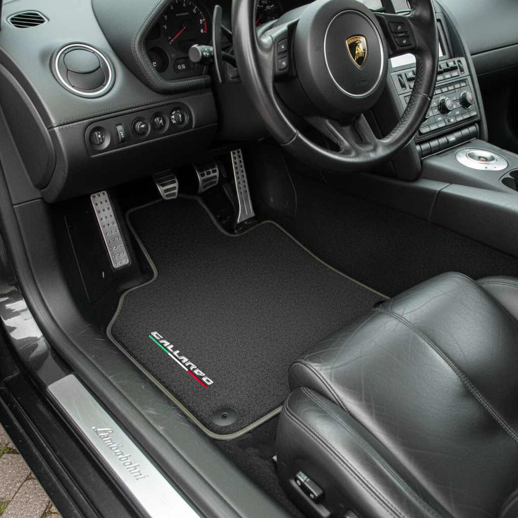 Customizable Leather Floor Mats with Single Diamond Pattern for Lamborghini Gallardo (2004-2014) - AutoWin
