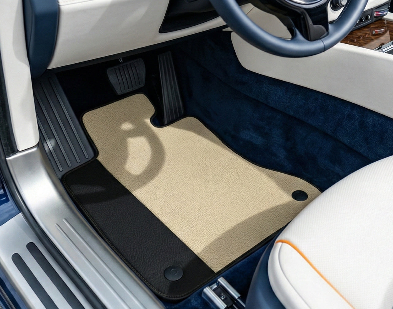 Customizable Leather Floor Mats with Hex Pattern for Rolls Royce Dawn (2016-2023) - AutoWin