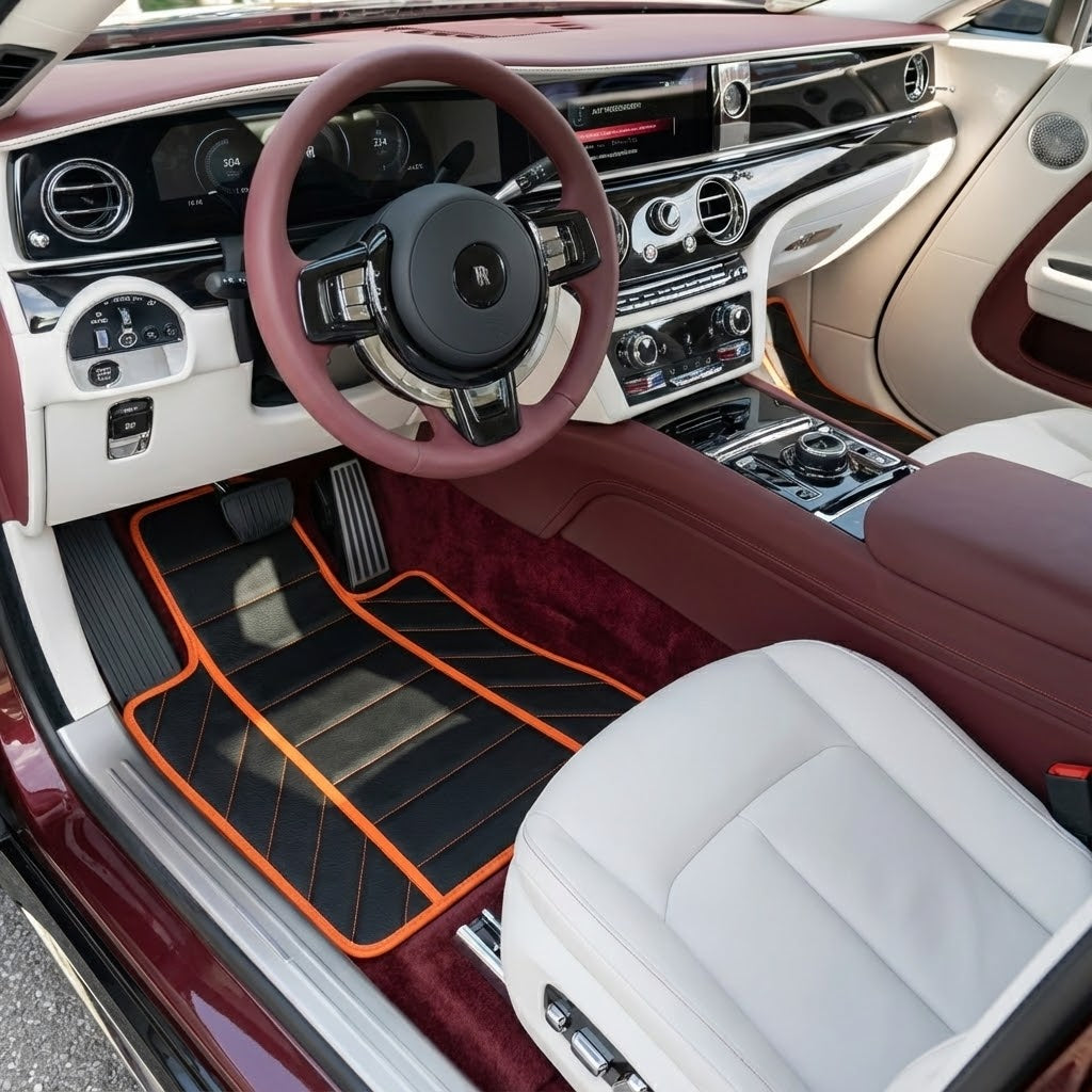 Brown Sheepskin Floor Mats For Rolls Royce Spectre (2023-2024) Er56 Design Brand - ER56 Design