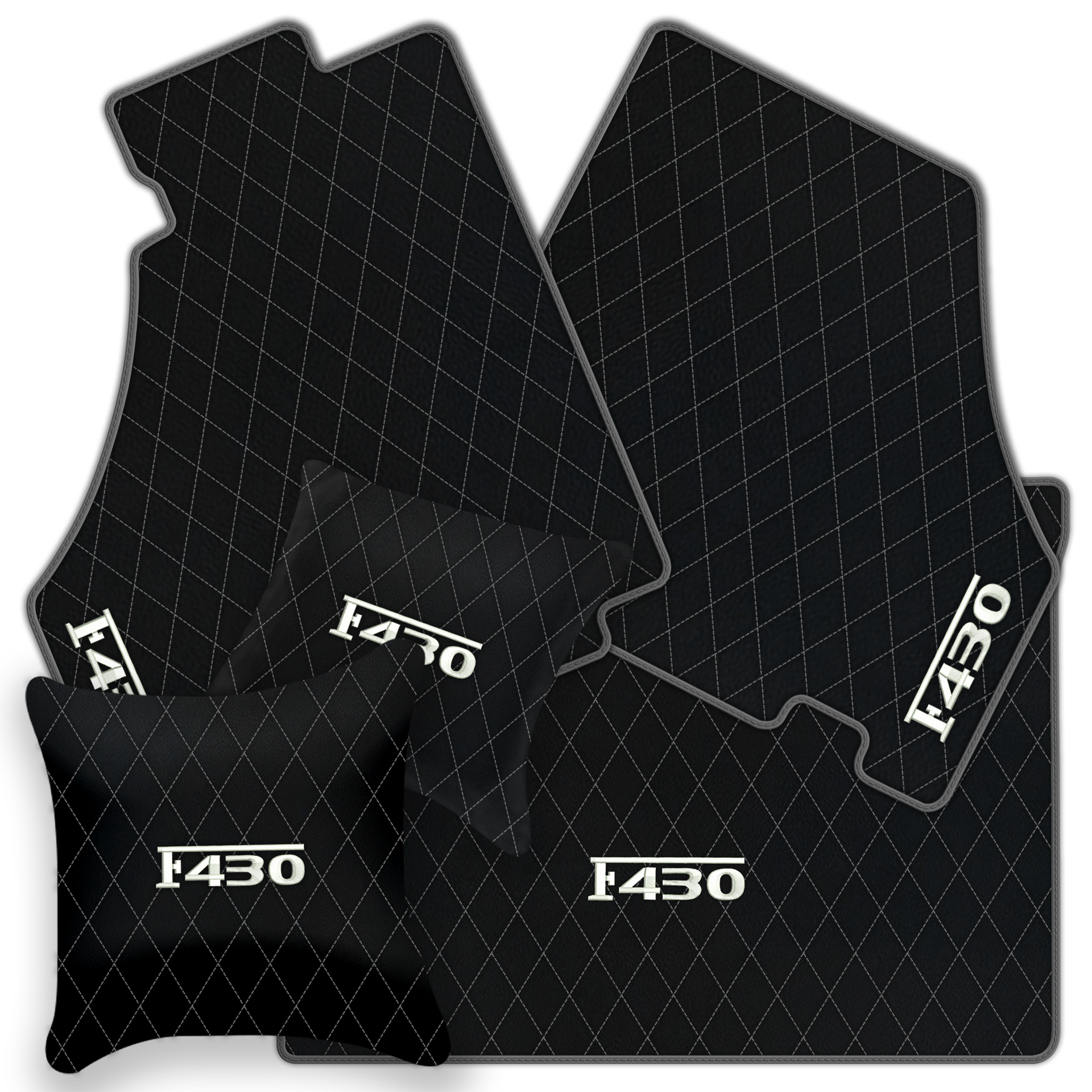 Luxury Black Leather Floor Mats for Ferrari F355 (1994-1999)